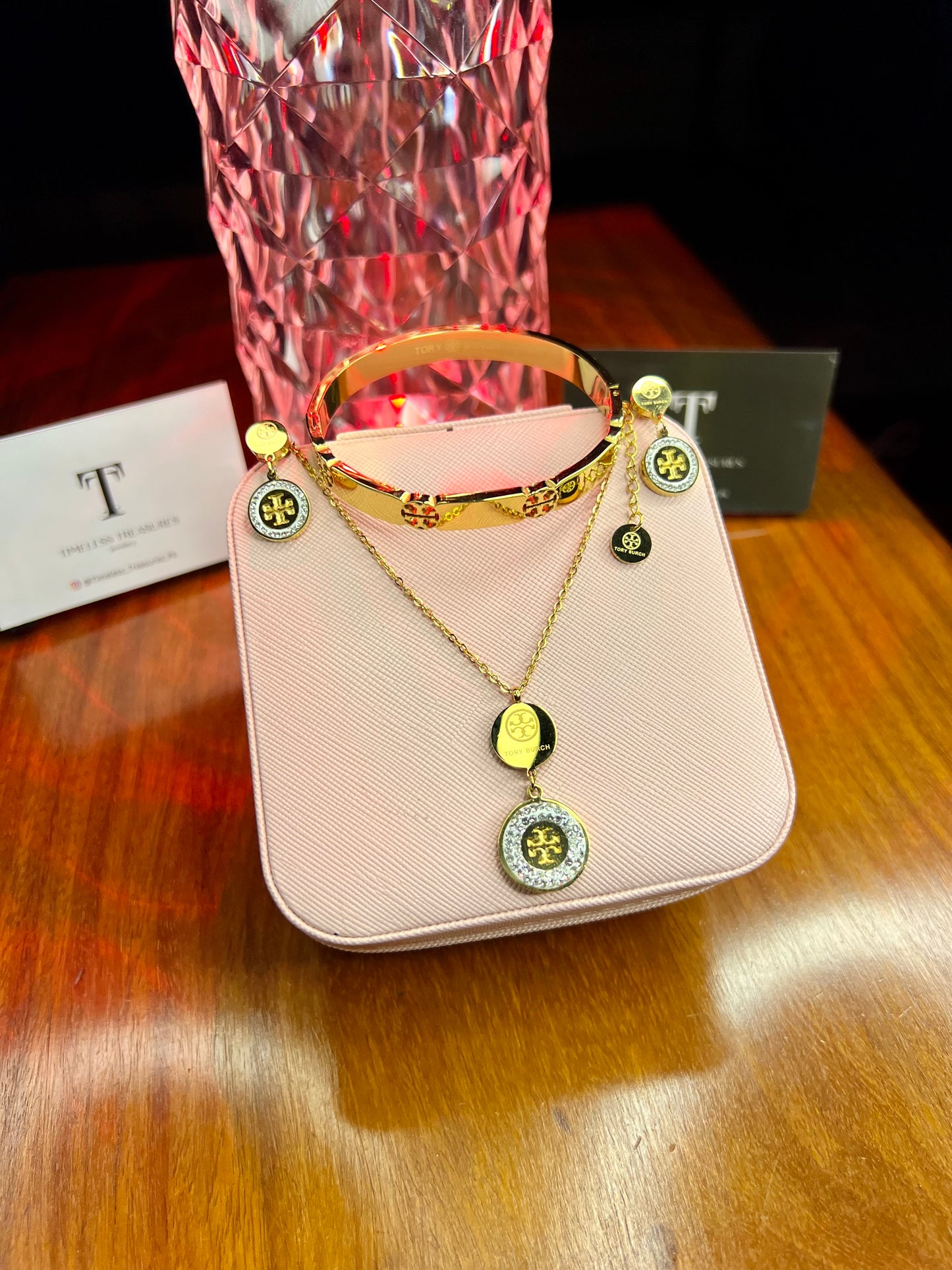 Premium Quality Stainless Steel 18k Tory Diamantés 3pc Set