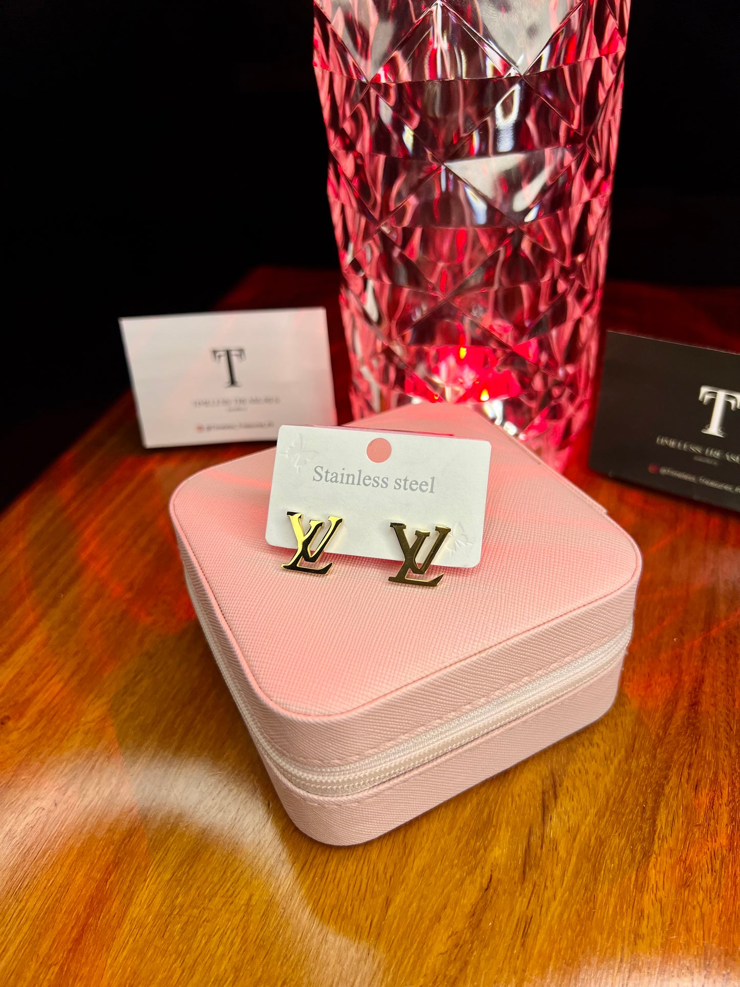 Premium Quality Stainless Steel 18k Lv Gold Earrings