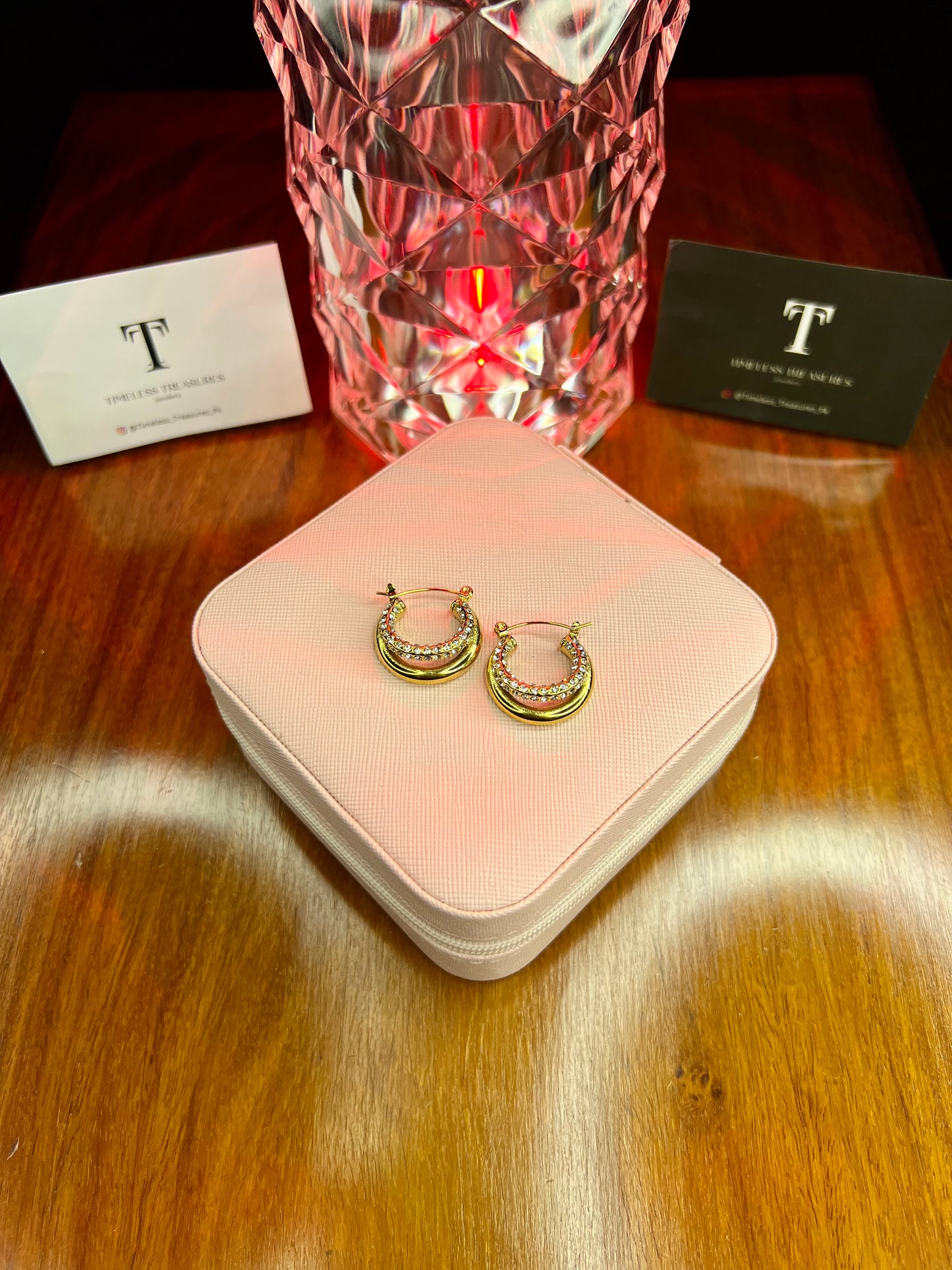 Premium Quality Stainless Steel 18k Celeste Spark Hoops