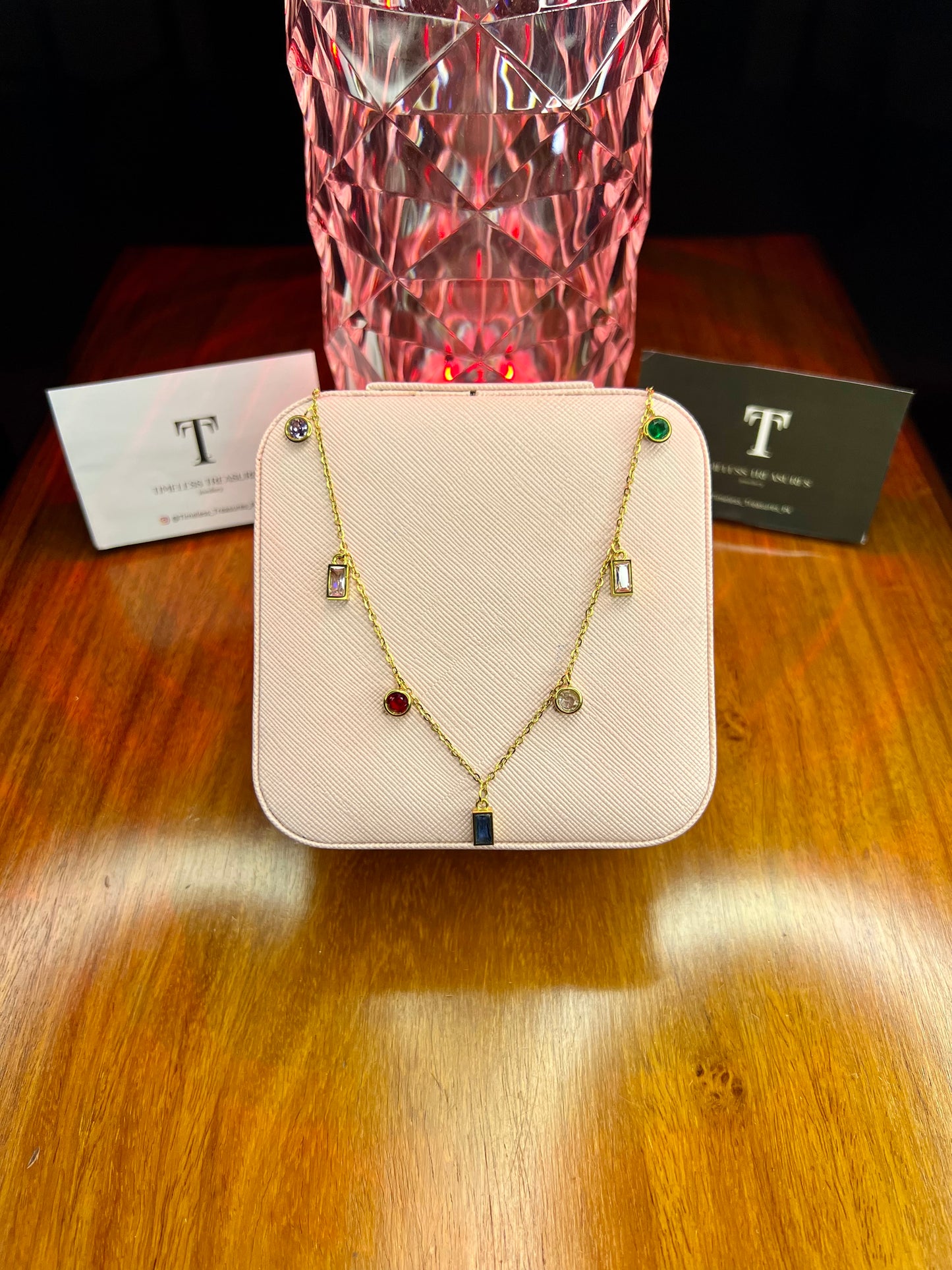 Premium Quality Stainless Steel 18k Luxury Stone Necklace