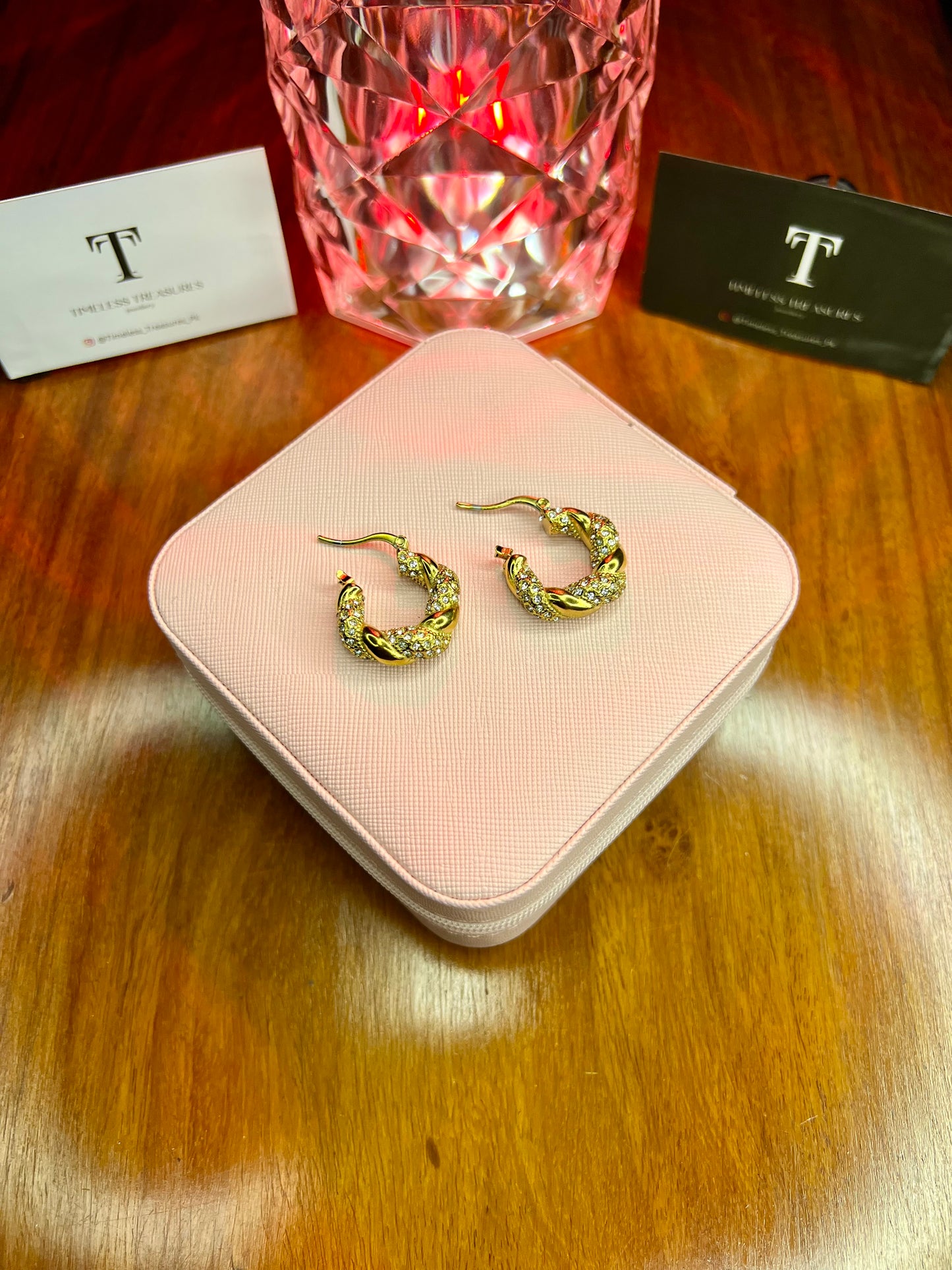 Premium Quality Stainless Steel 18k Twisted Zircon Luxury Earrings