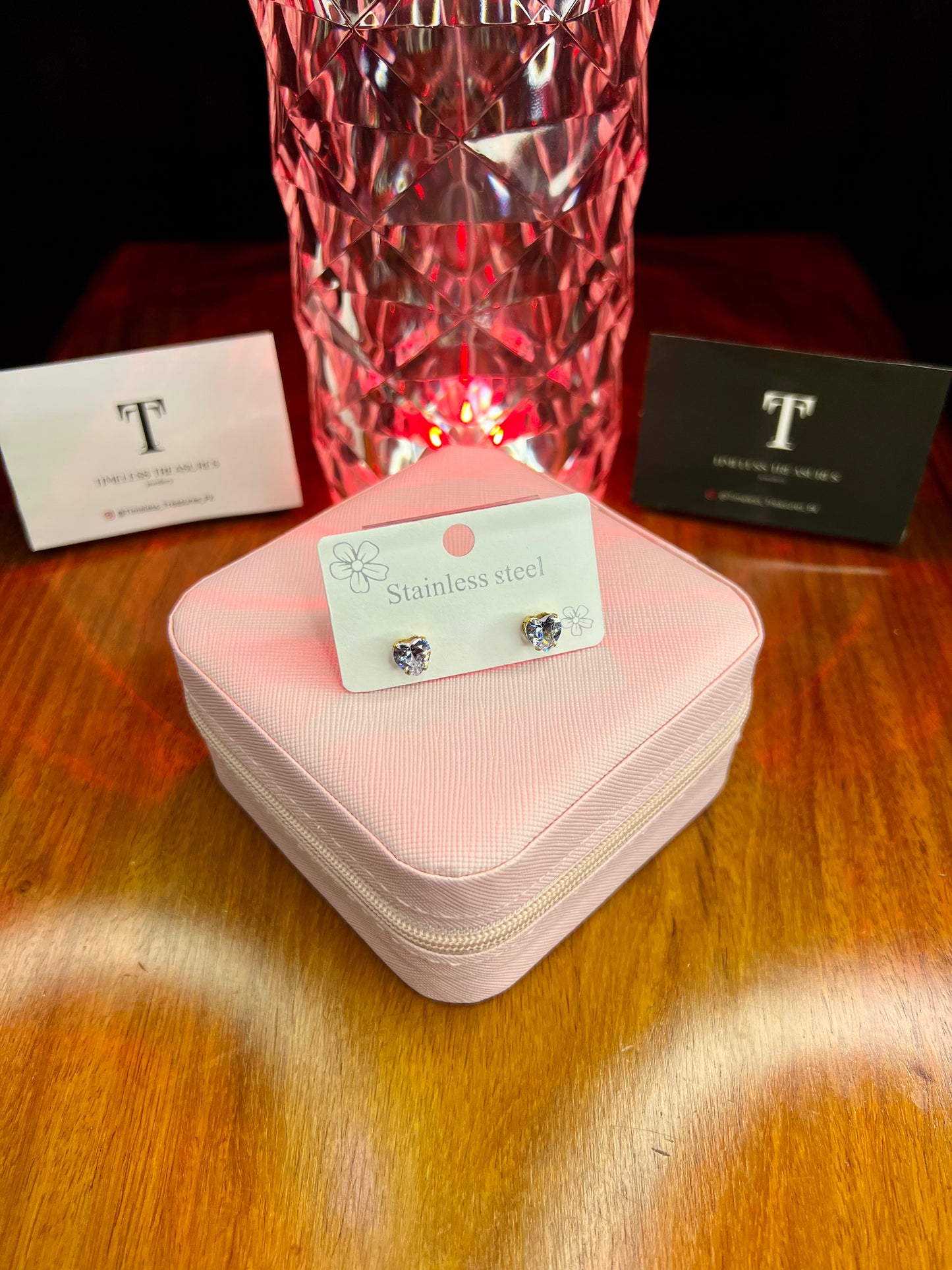 Premium Quality Stainless Steel 18k Diamond Heart Earrings