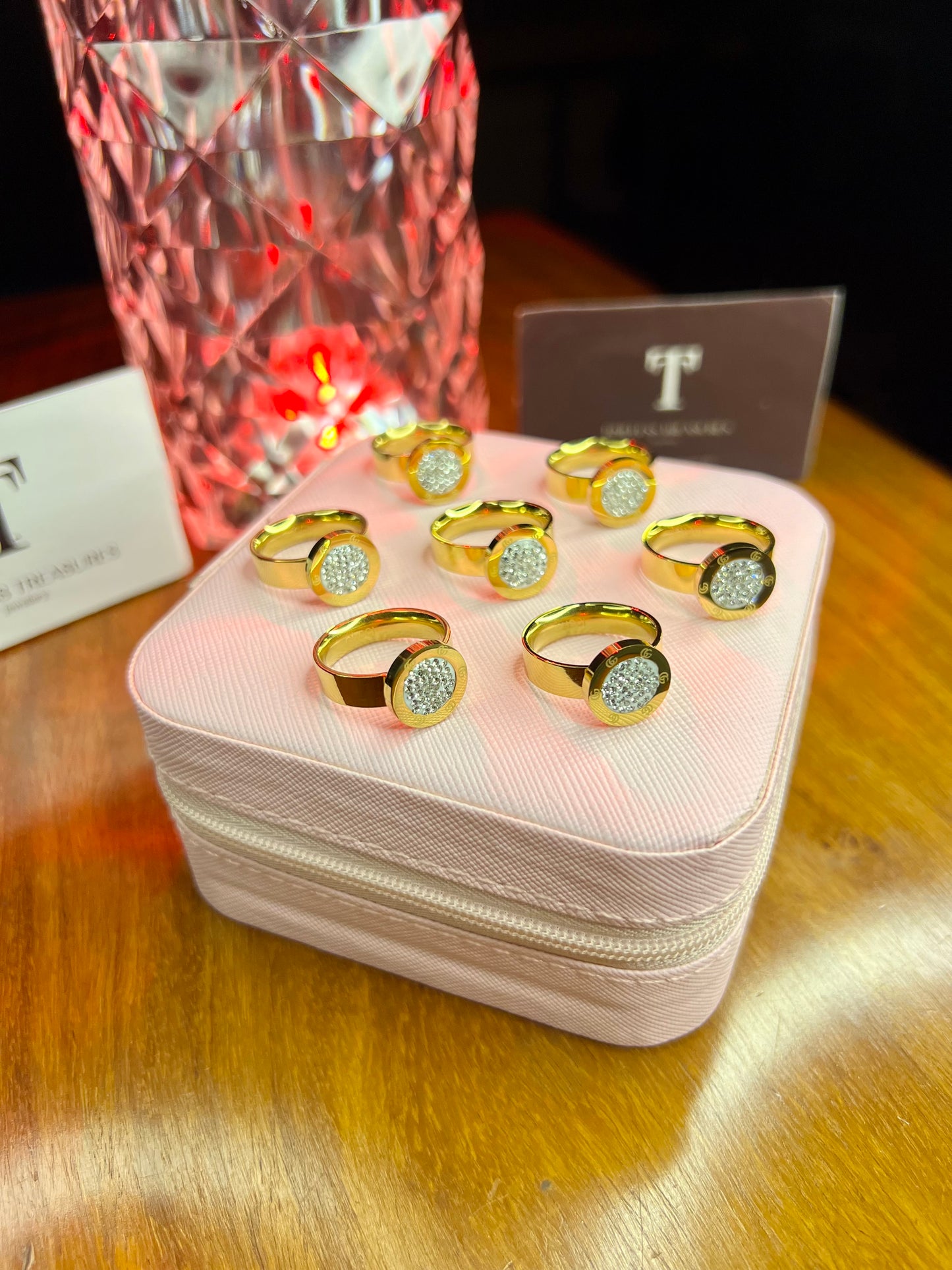 Premium Quality Stainless Steel 18k Diamantés Gold Ring
