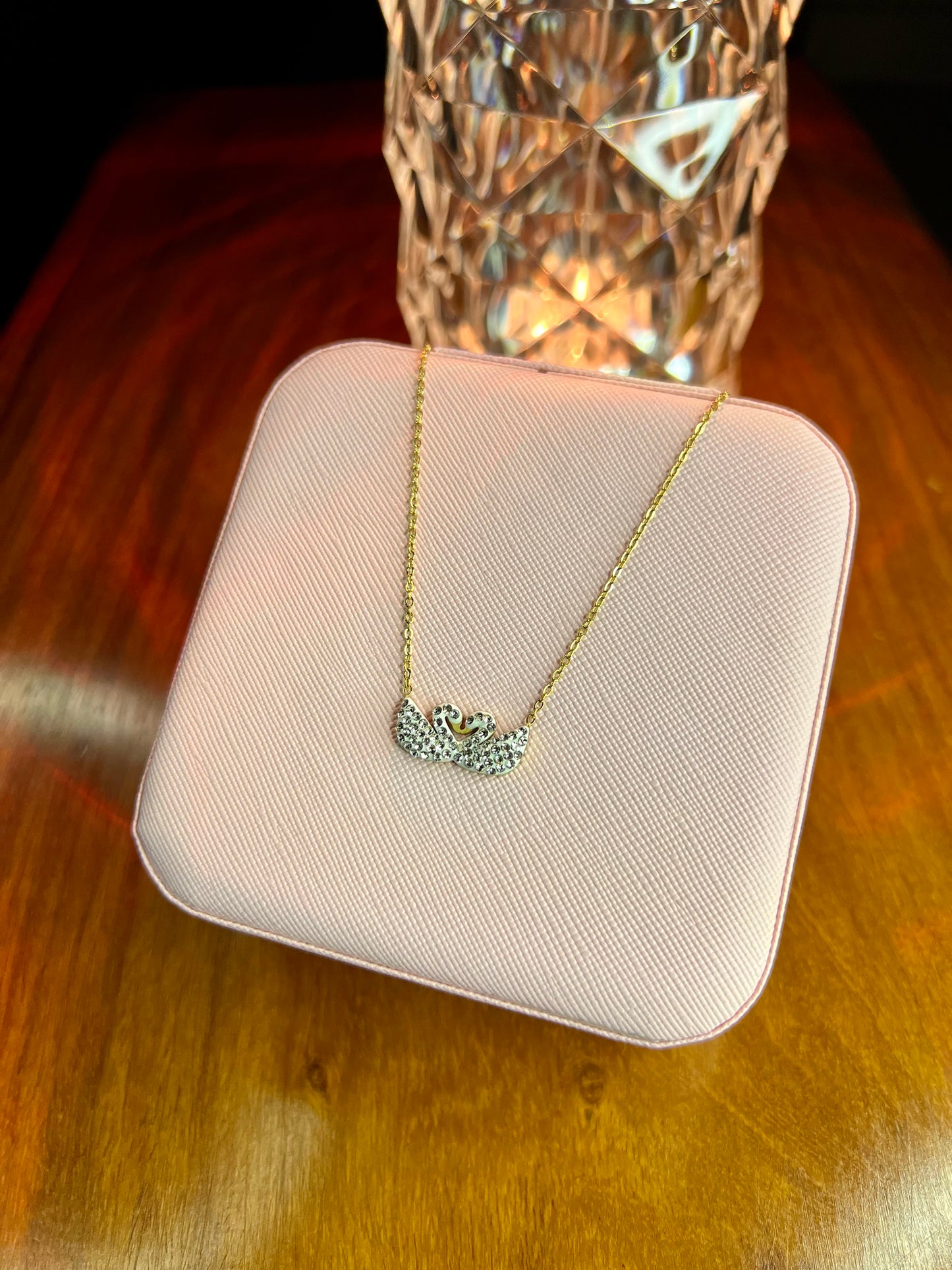 Premium Quality Stainless Steel 18k Double Swan Necklace