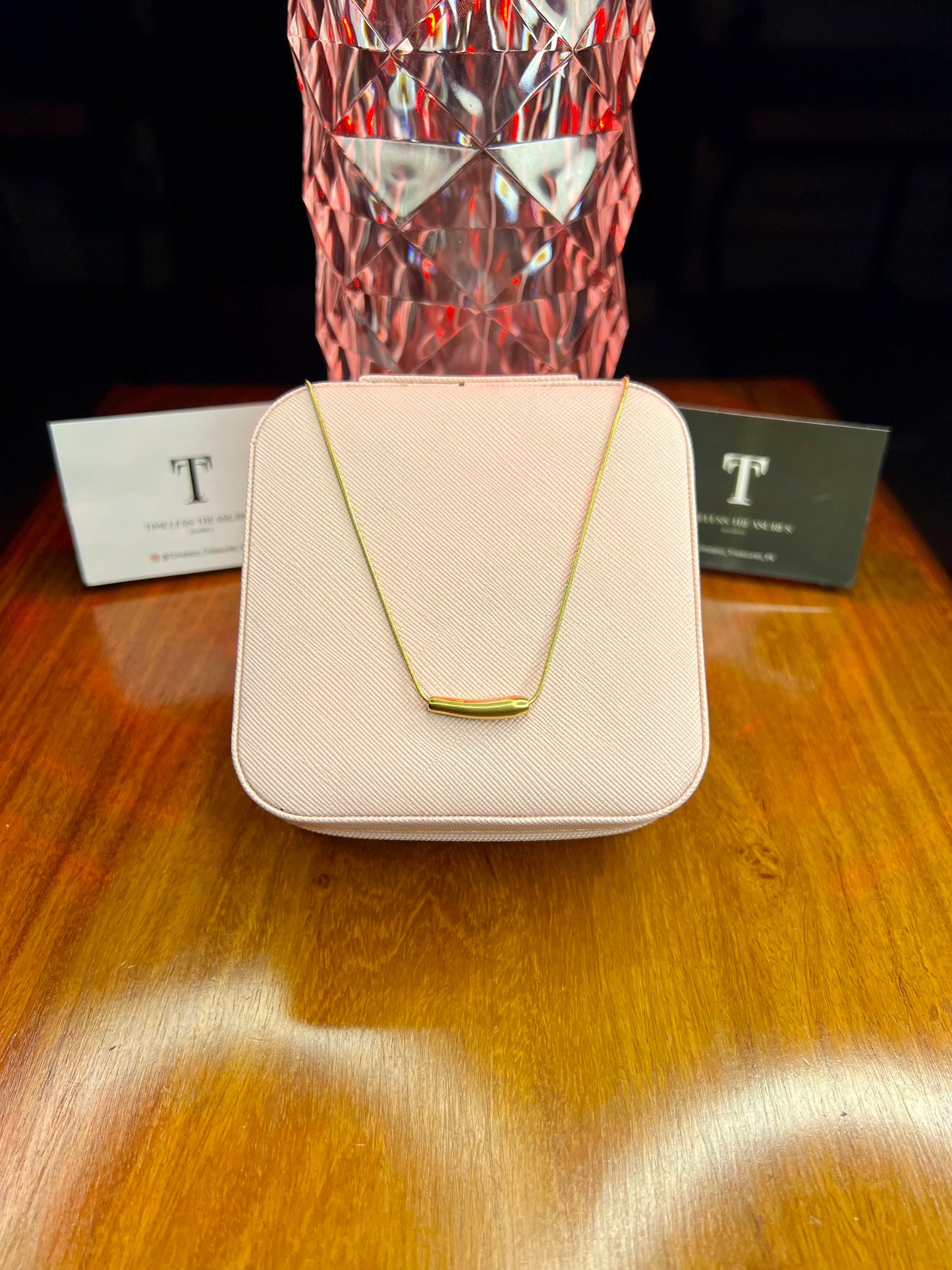 Premium Quality Stainless Steel 18k Gold Bar Clavicle Chain Necklace