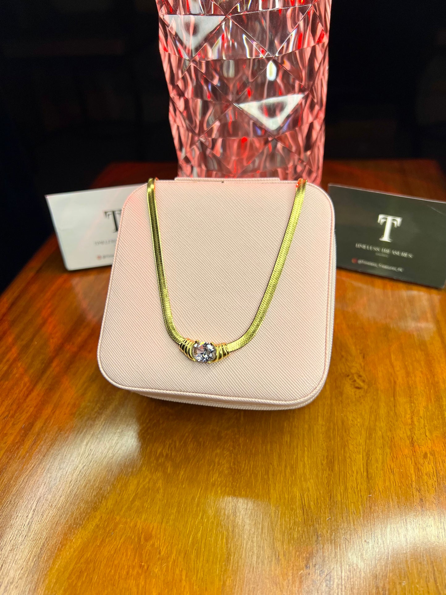 Premium Quality Stainless Steel 18k White Stone Necklace