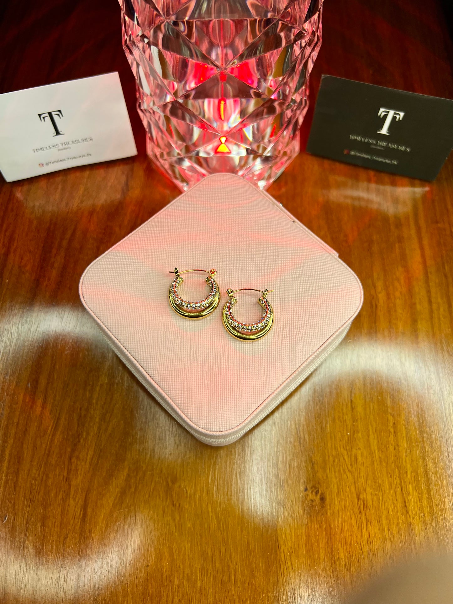 Premium Quality Stainless Steel 18k Celeste Spark Hoops