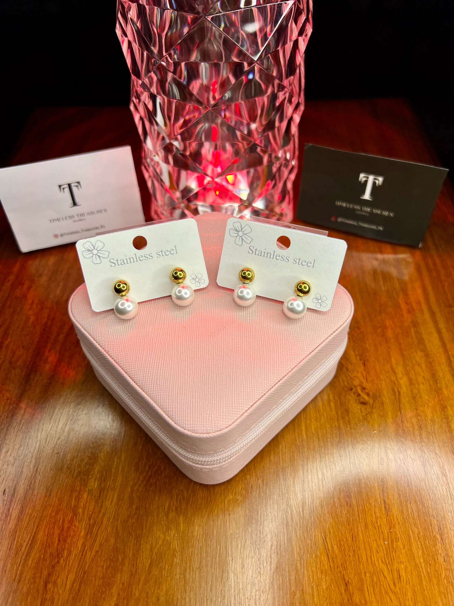 Premium Quality Stainless Steel 18k Pearl Drop Gold Earrings