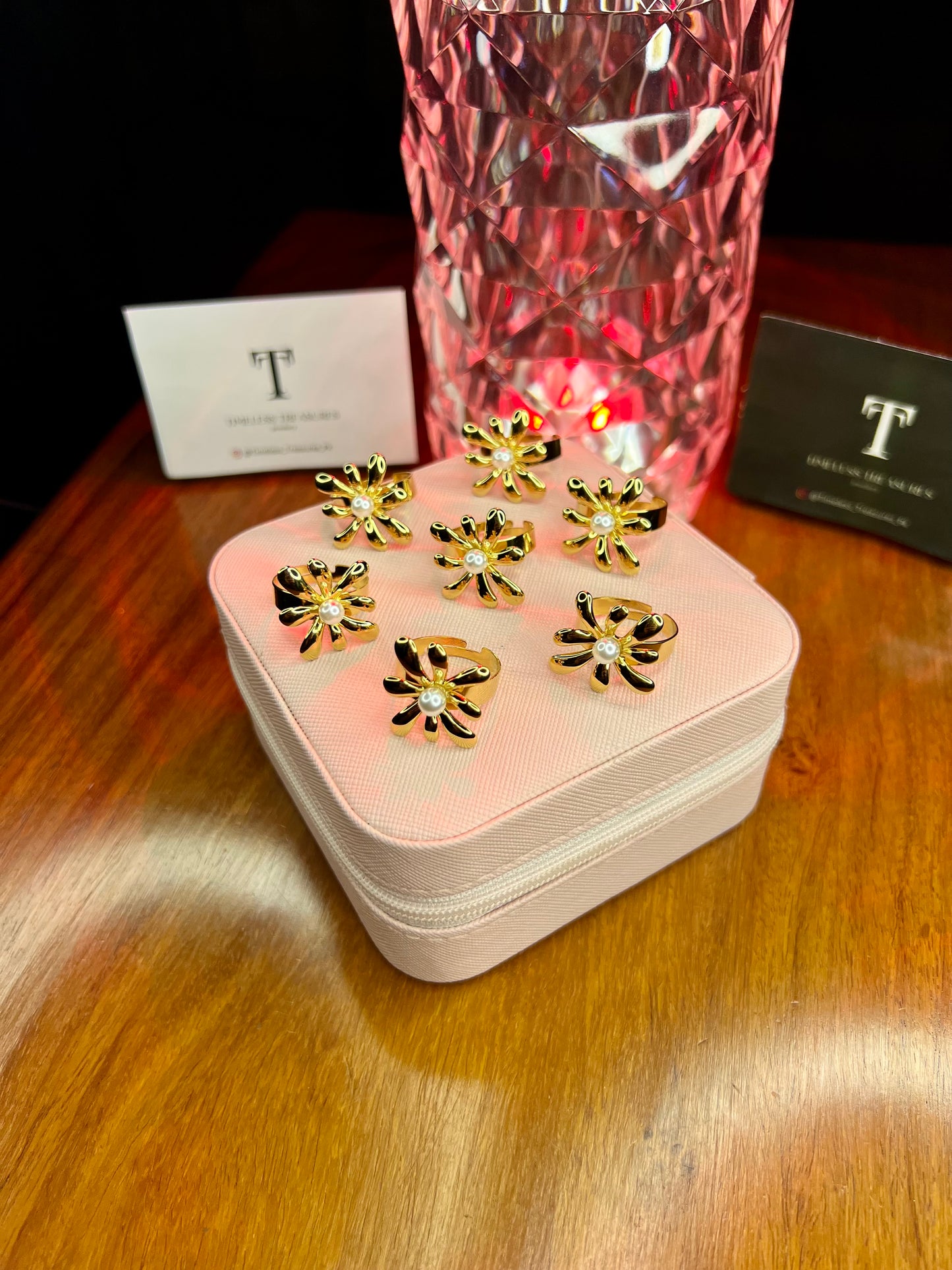 Premium Quality Stainless Steel 18k Pearl Flower Ring