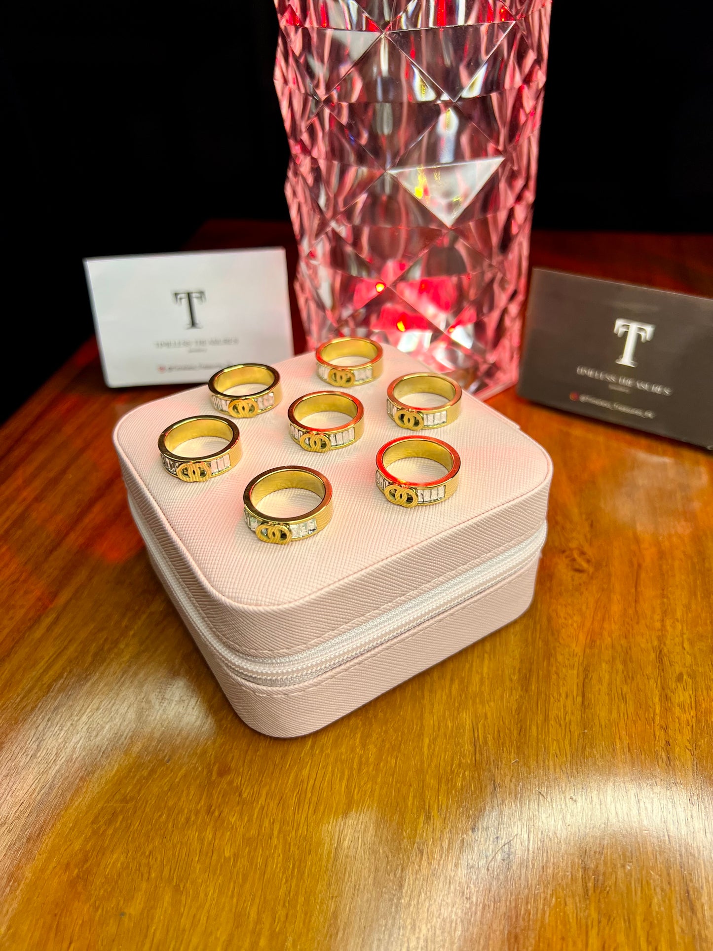 Premium Quality Stainless Steel 18k Chanel Stone Ring