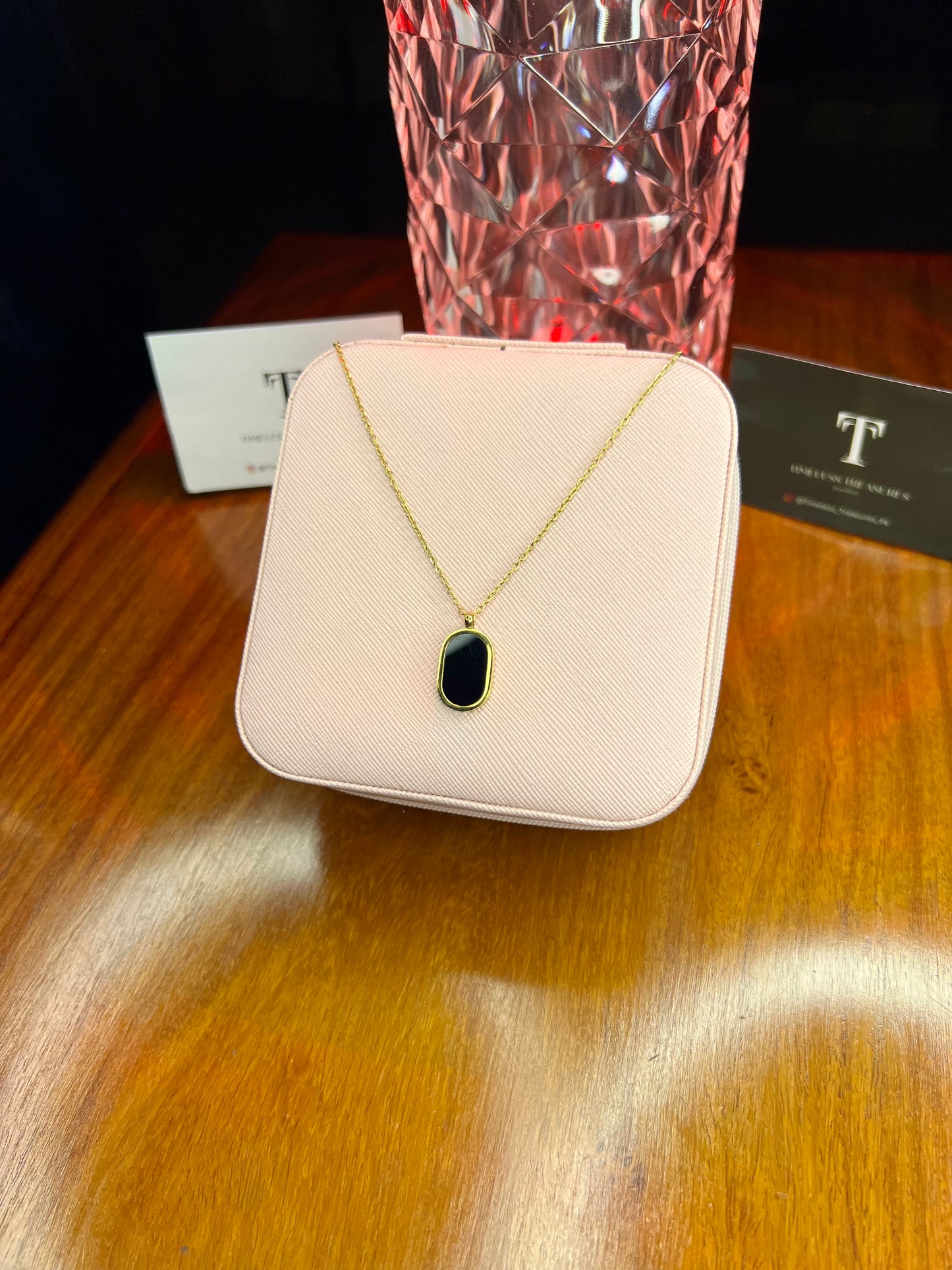 Premium Quality Stainless Steel 18k Black Dial Necklace