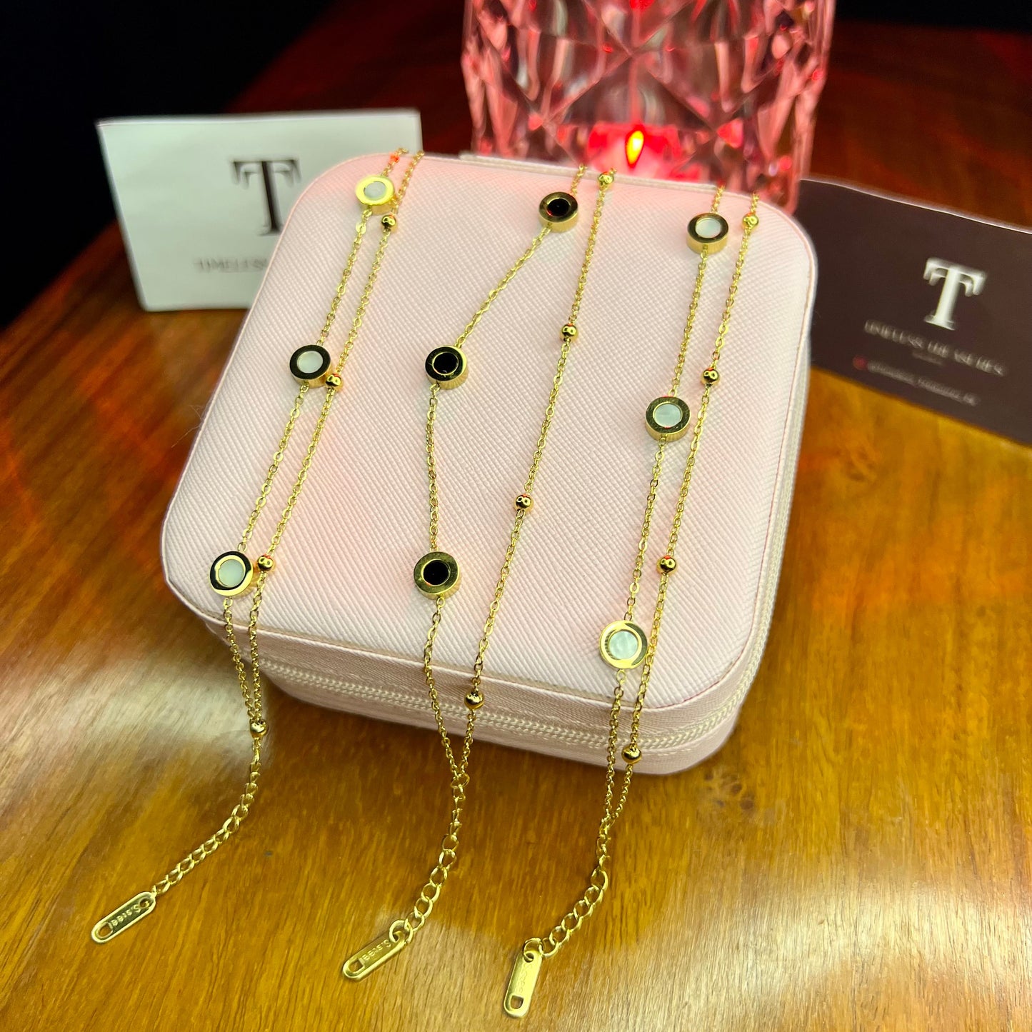 Premium Quality Stainless Steel 18k Double Chain Roman Bracelet