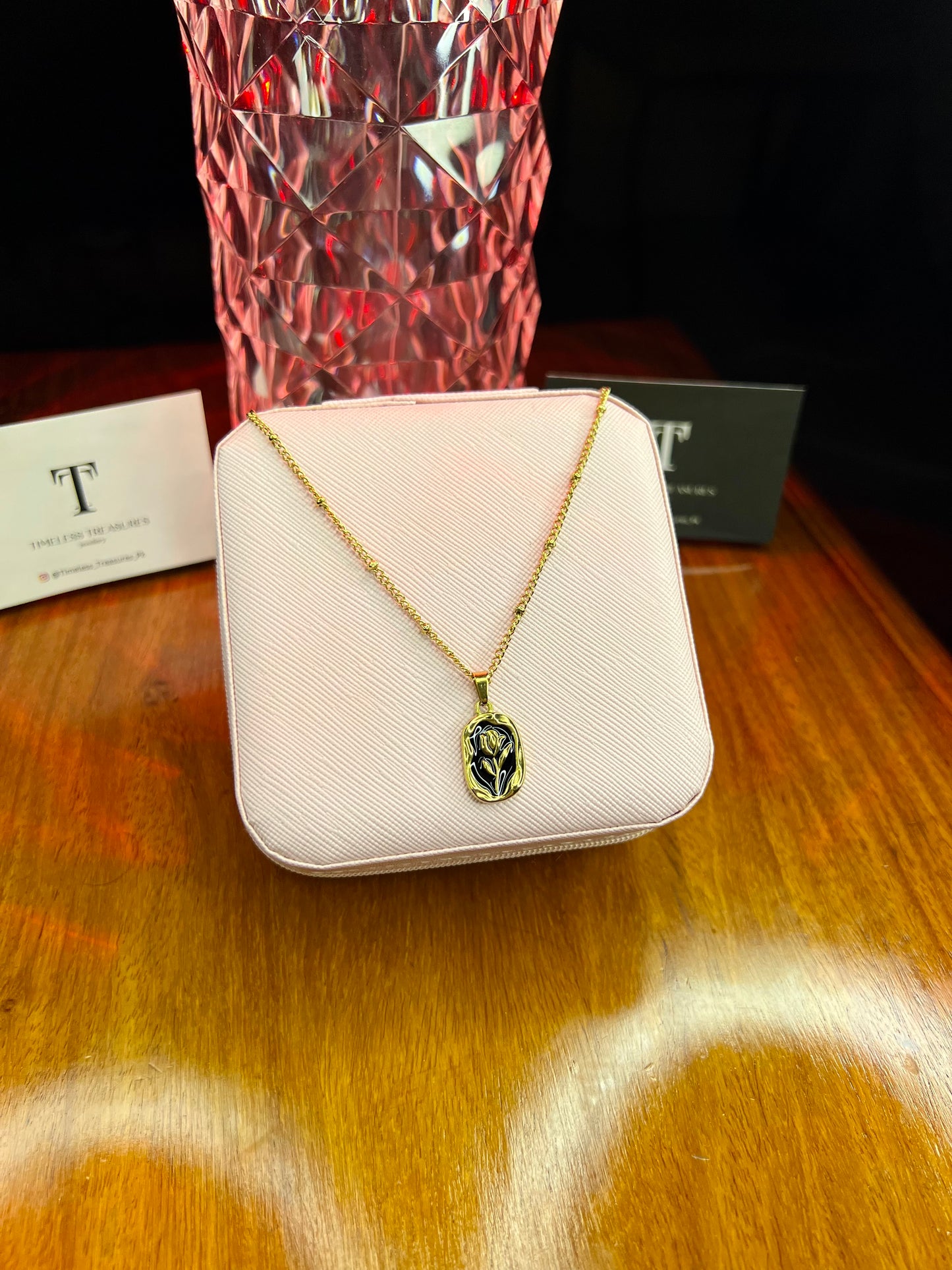 Premium Quality Stainless Steel 18k Golden Rose Necklace