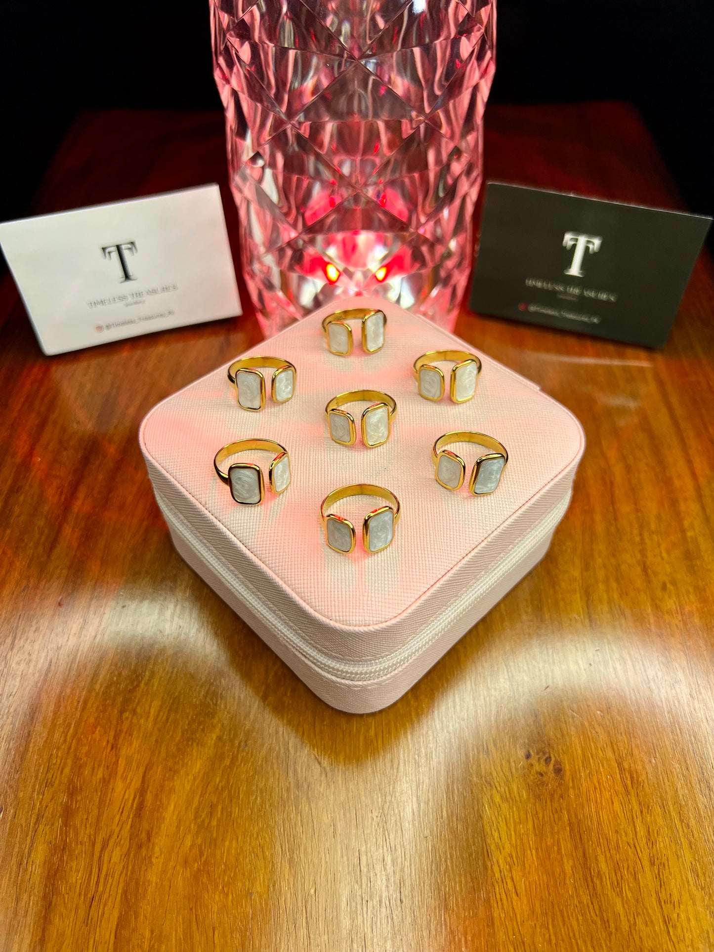 Premium Quality Stainless Steel 18k Shell Square Ring