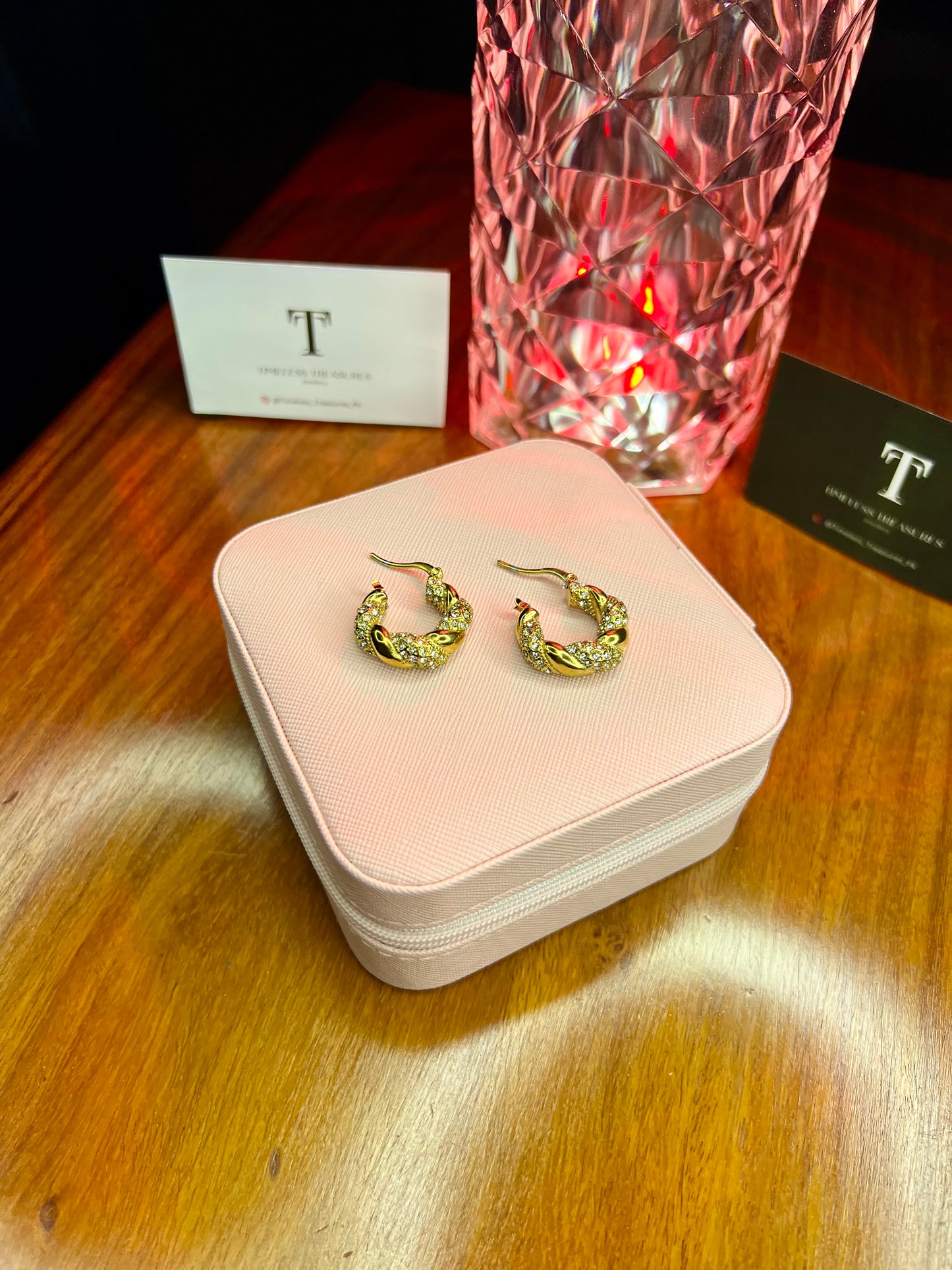 Premium Quality Stainless Steel 18k Twisted Zircon Luxury Earrings