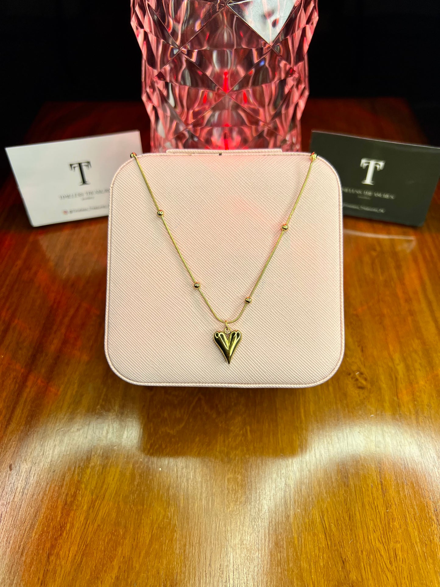 Premium Quality Stainless Steel 18k Golden Heart Necklace