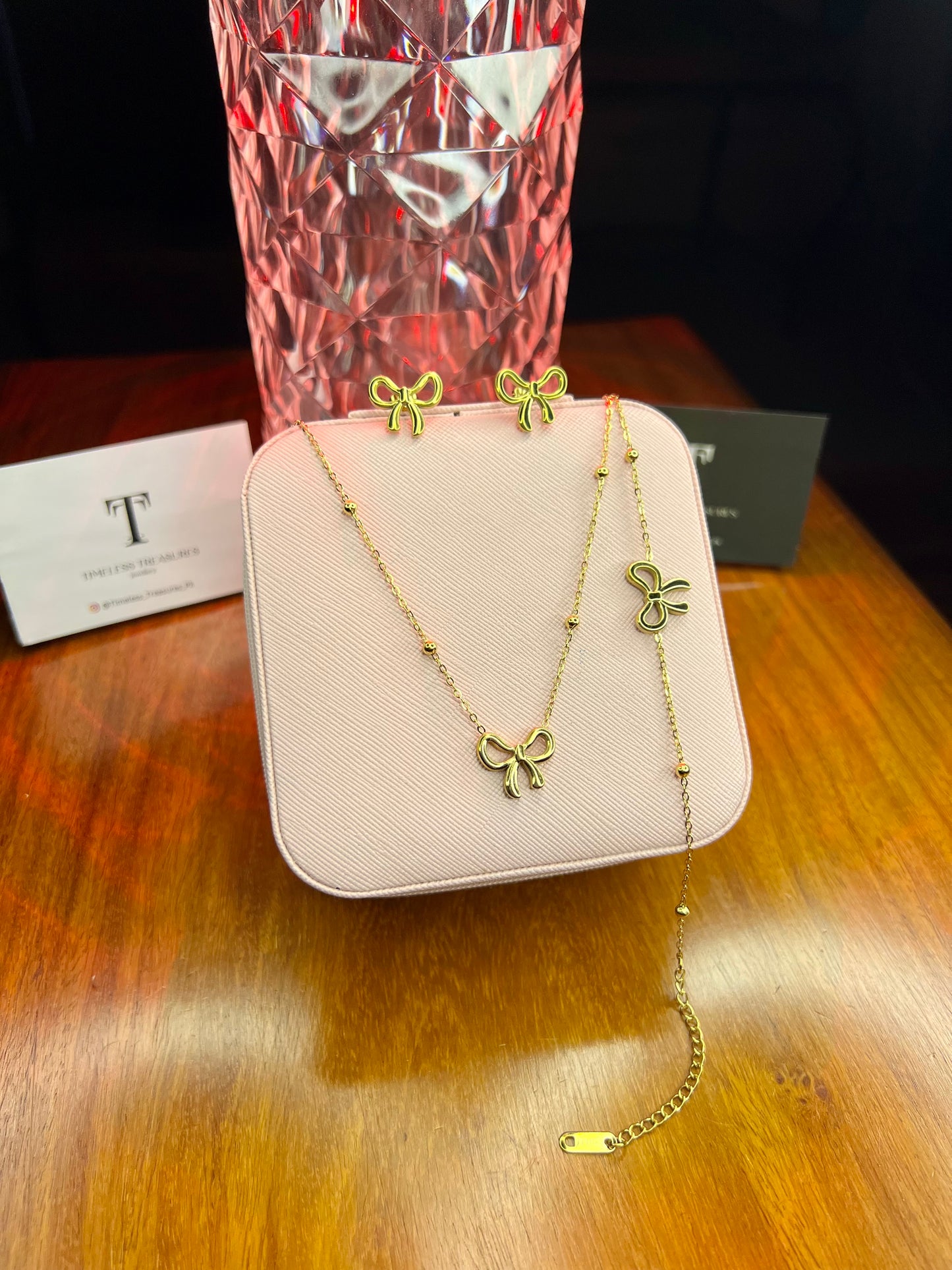 Premium Quality Stainless Steel 18k Bow Design 3pc Set