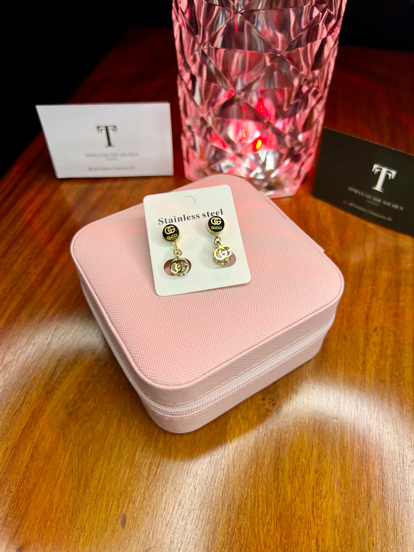 Premium Quality Stainless Steel 18k Gucci Drop Stone Earrings