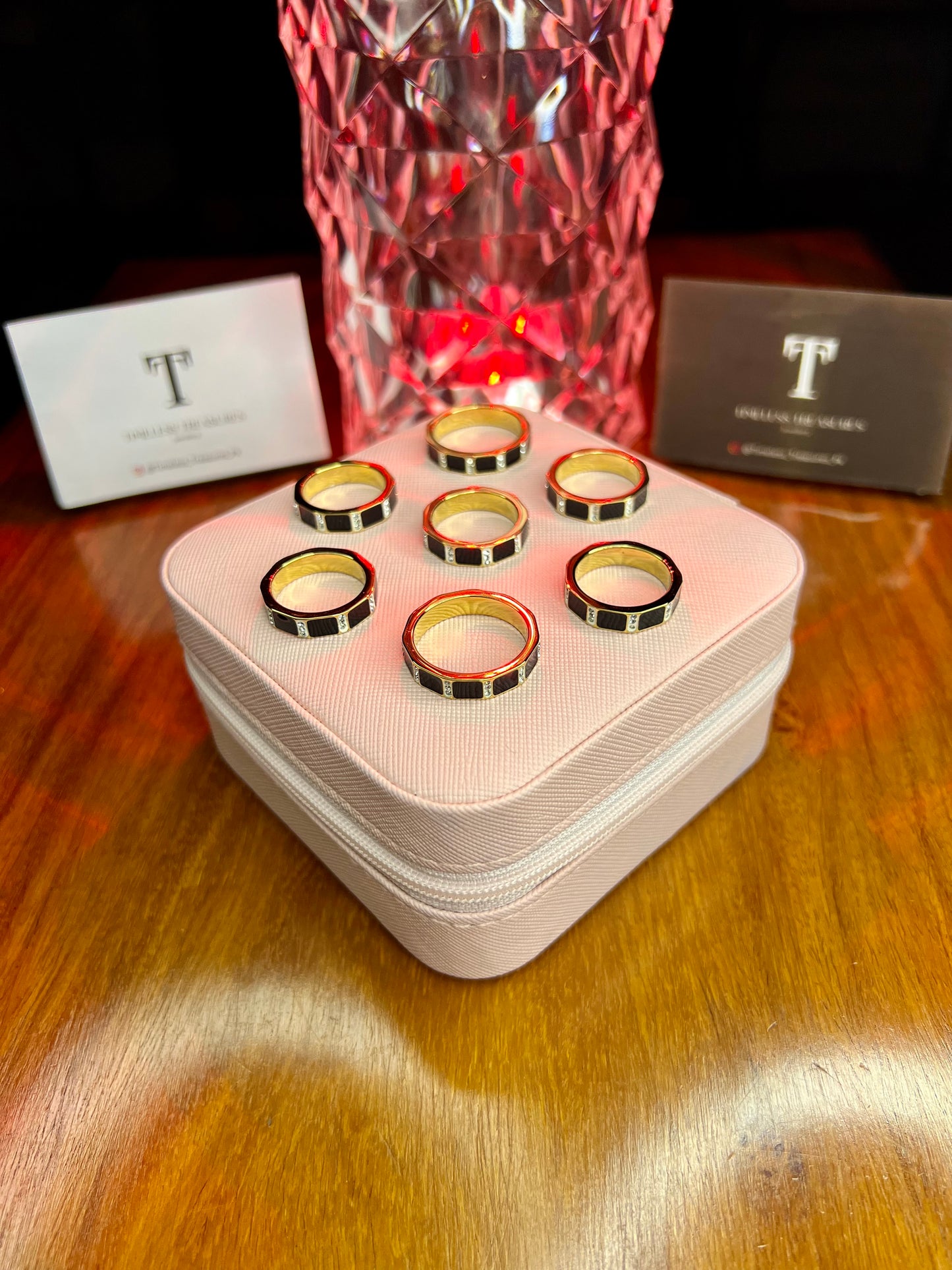 Premium Quality Stainless Steel 18k black n white Stripes Ring