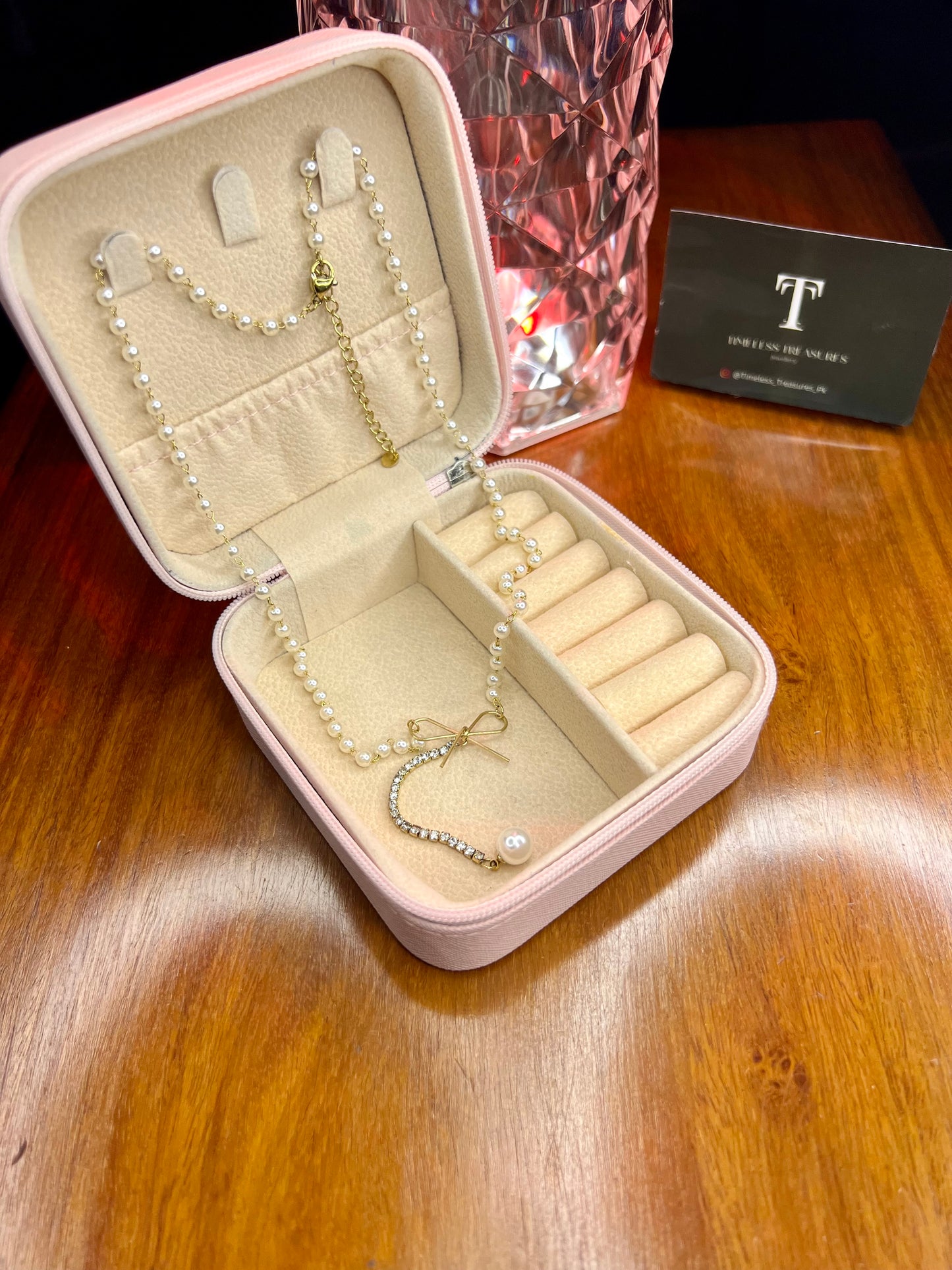 Premium Quality Stainless Steel 18k Pearl Bow Necklace