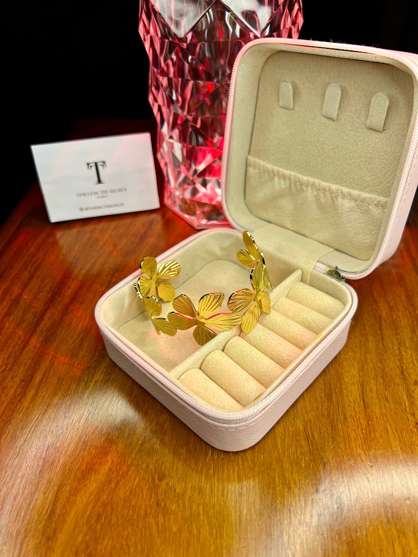 Premium Quality Stainless Steel 18k Flower Open Cuff