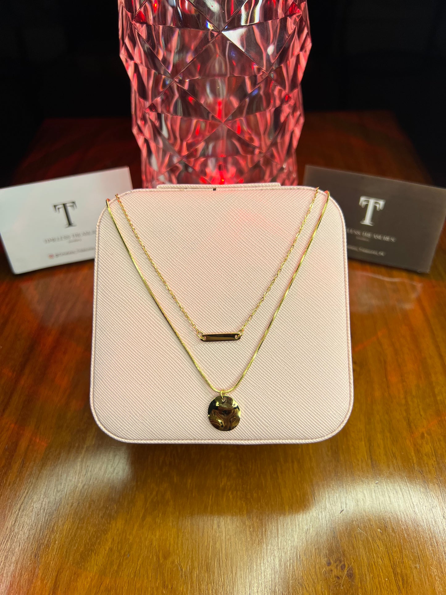 Premium Quality Stainless Steel 18k Double Chain Golden Moon Necklace