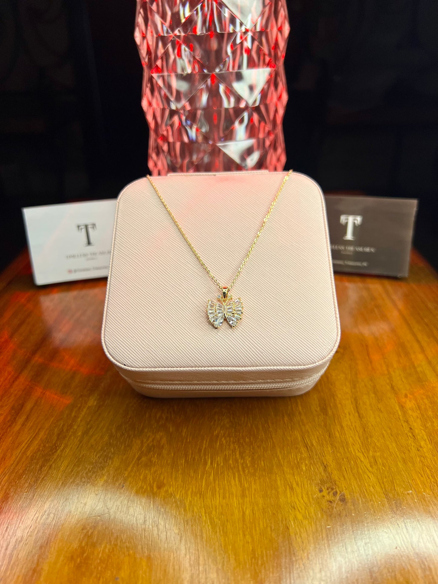 Premium Quality Stainless Steel 18k Butterfly Stone Necklace
