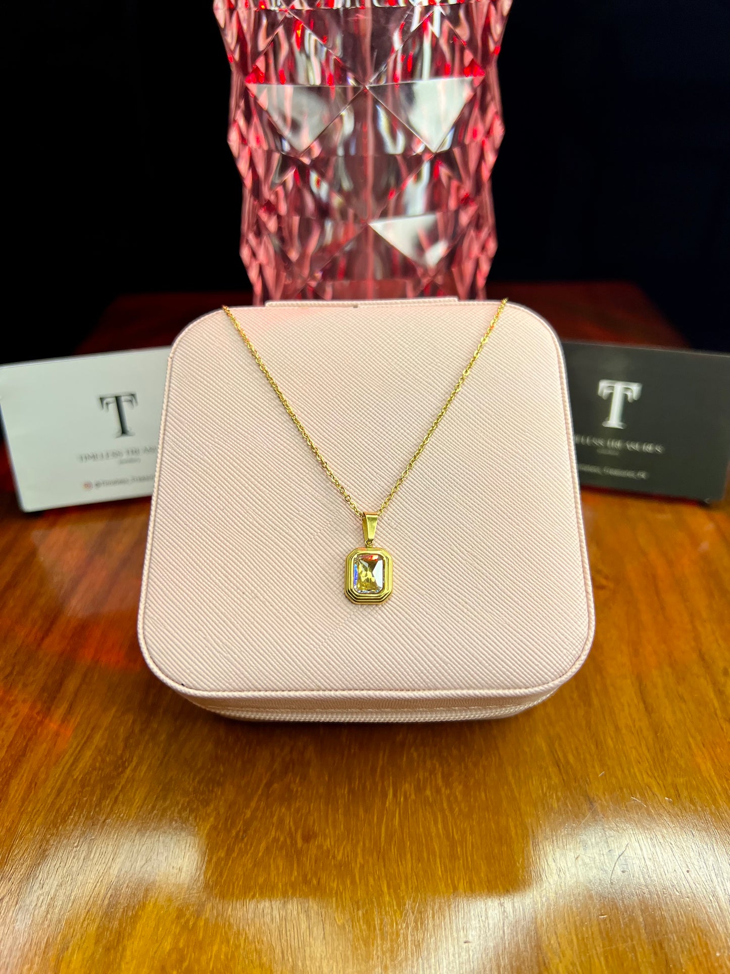 Premium Quality Stainless Steel 18k Stone Necklace