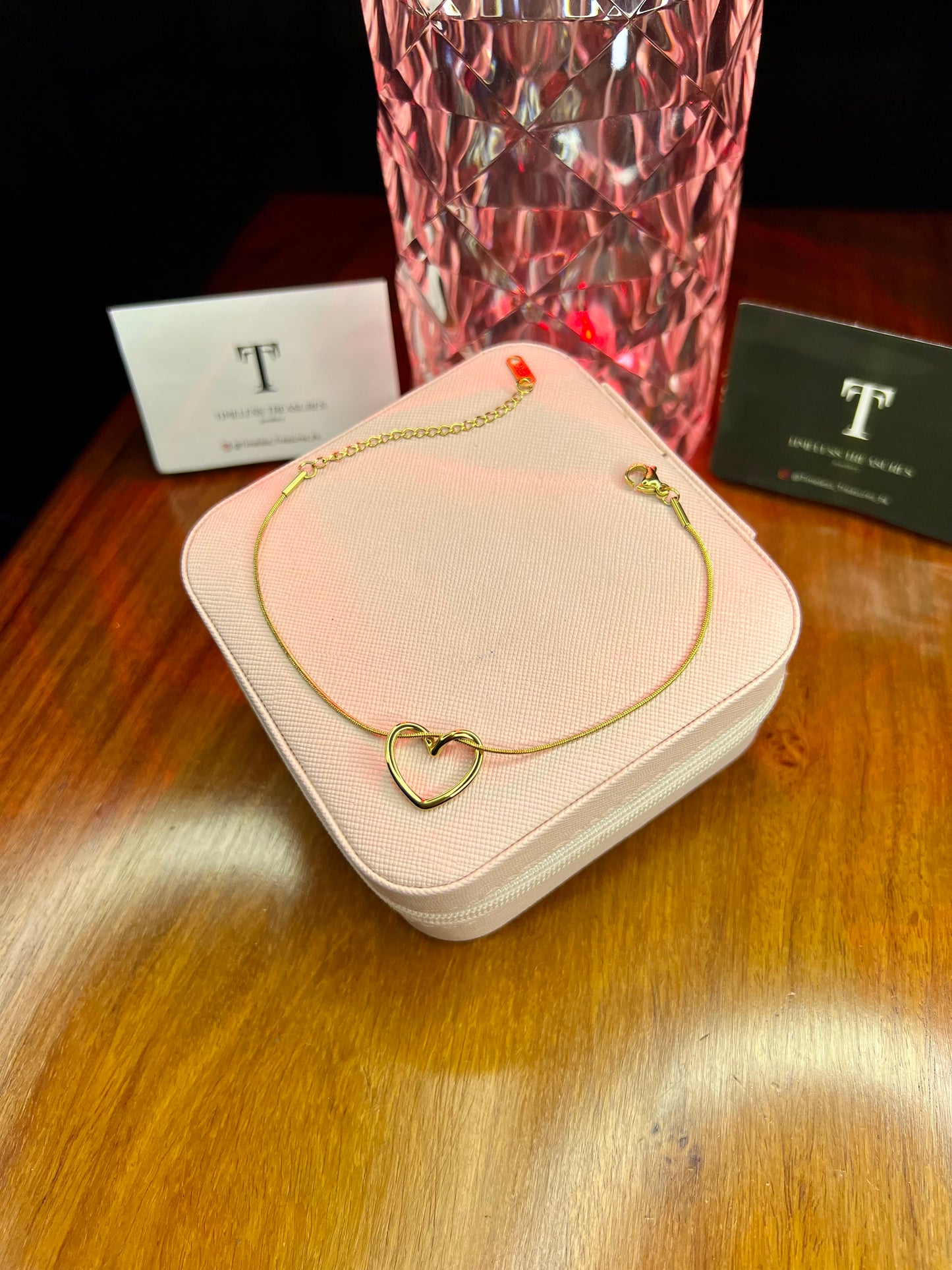 Premium Quality Stainless Steel 18k Golden Heart Chain Bracelet