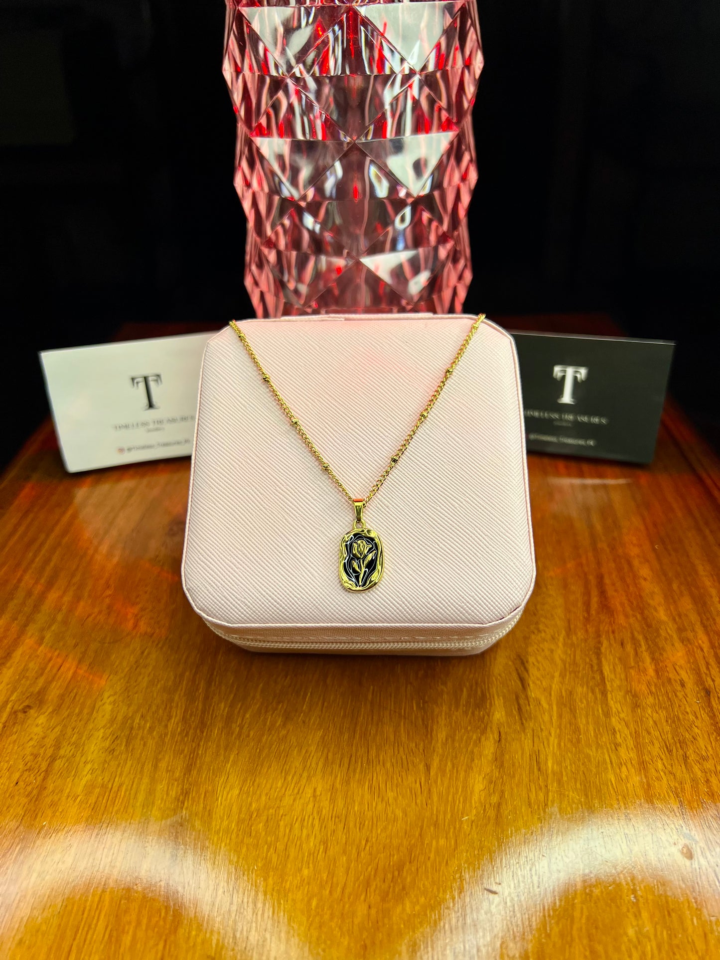 Premium Quality Stainless Steel 18k Golden Rose Necklace