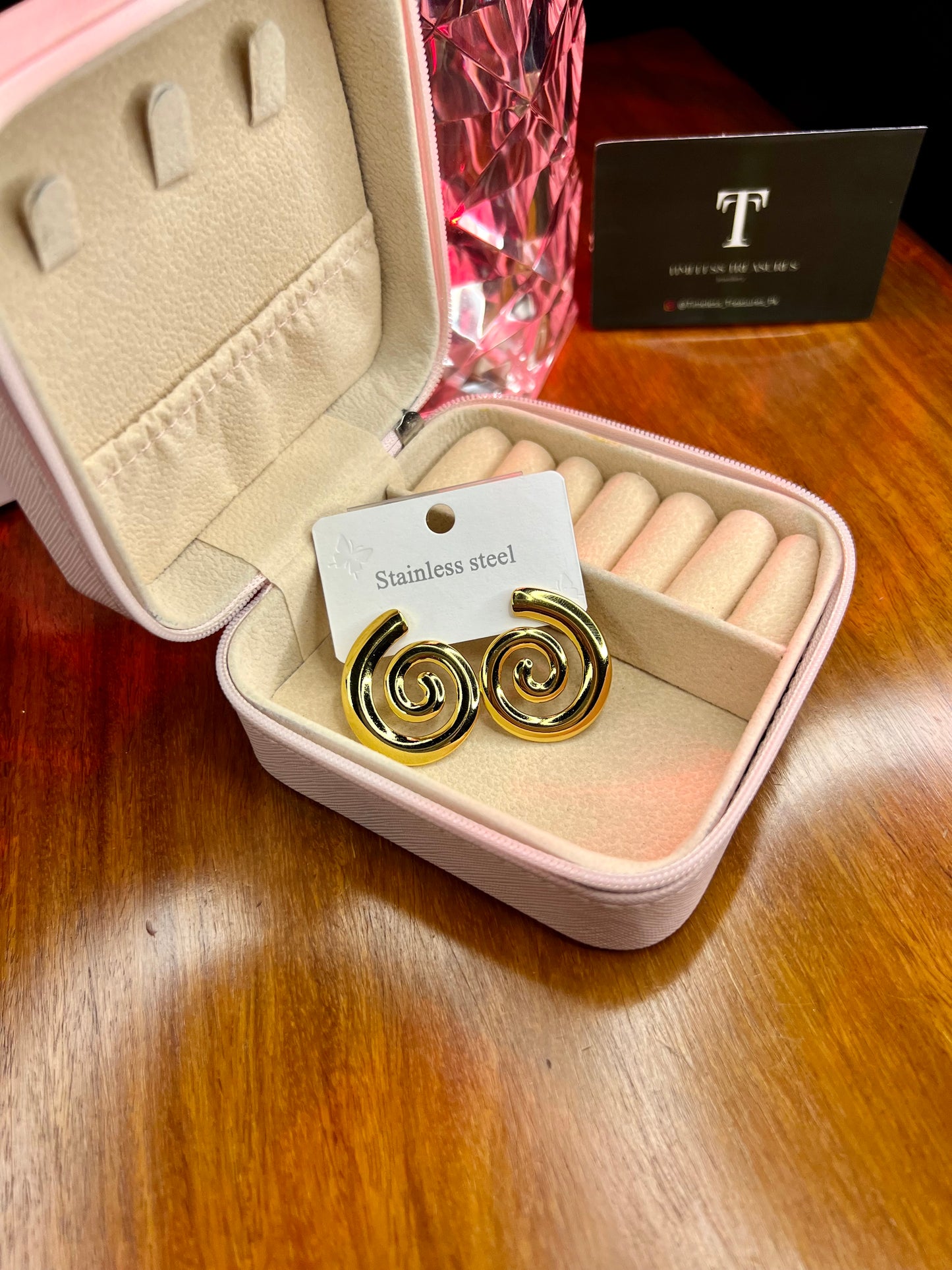 Premium Quality Stainless Steel 18k Vortex Swirl Earrings
