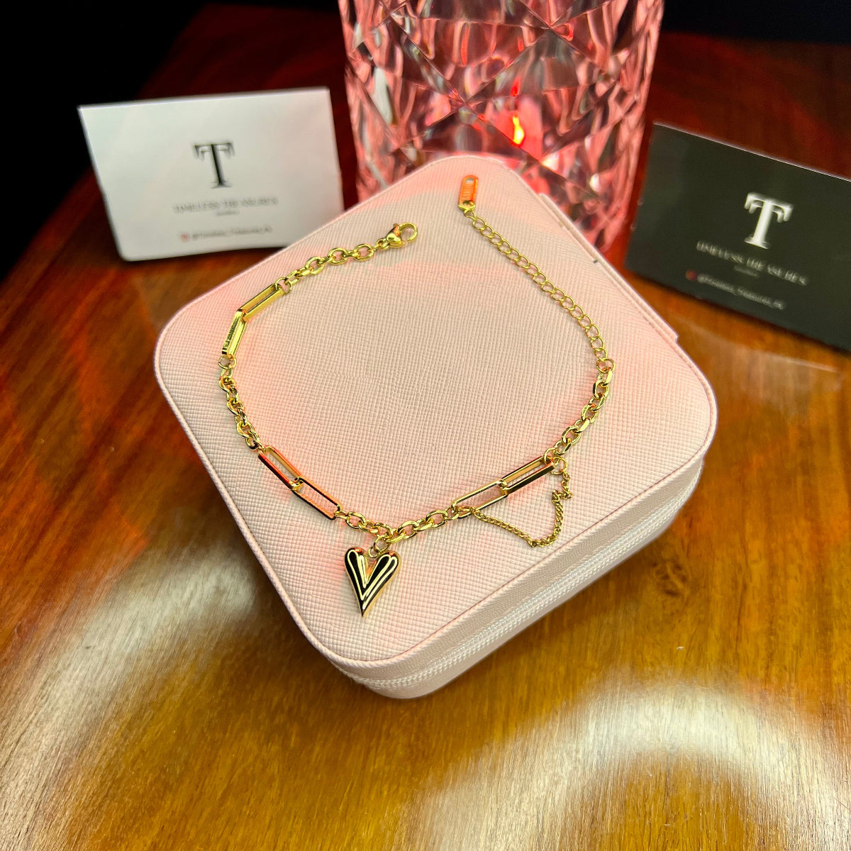 Premium Quality Stainless Steel 18k Golden Heart Bracelet