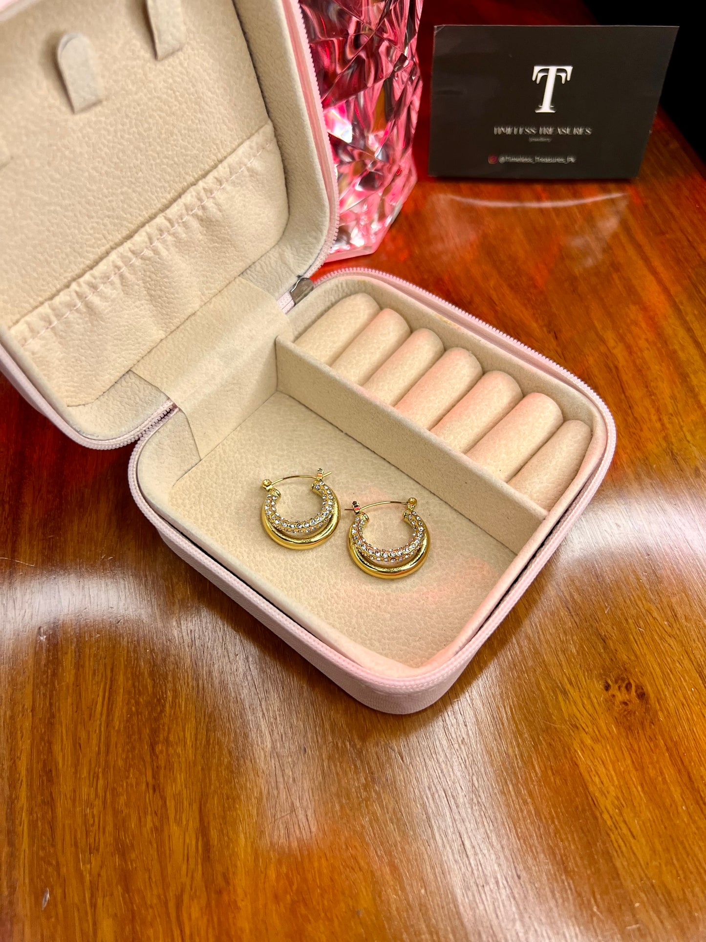 Premium Quality Stainless Steel 18k Celeste Spark Hoops