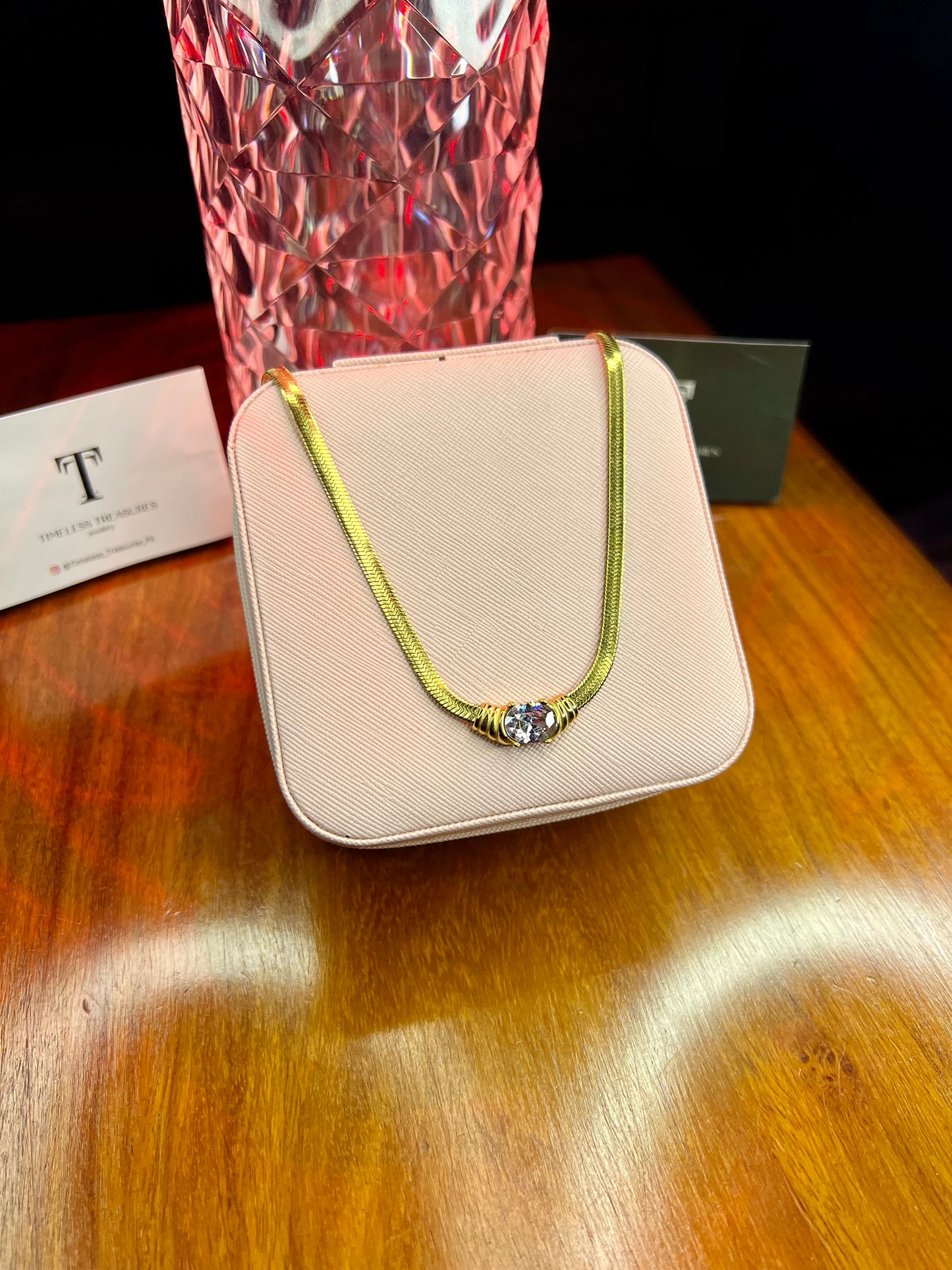 Premium Quality Stainless Steel 18k White Stone Necklace