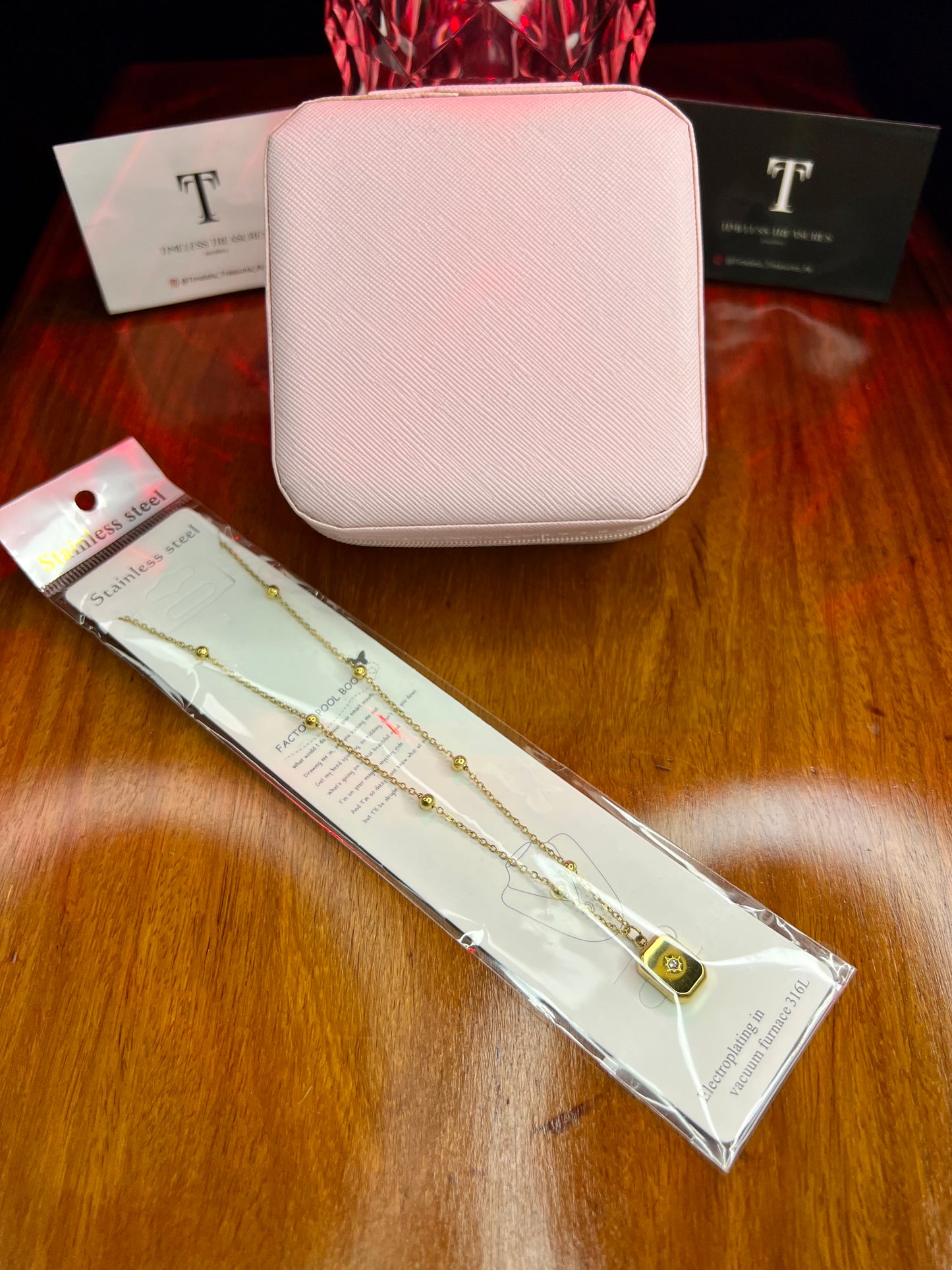 Premium Quality Stainless Steel 18k Shining Star Ball Chain Necklace