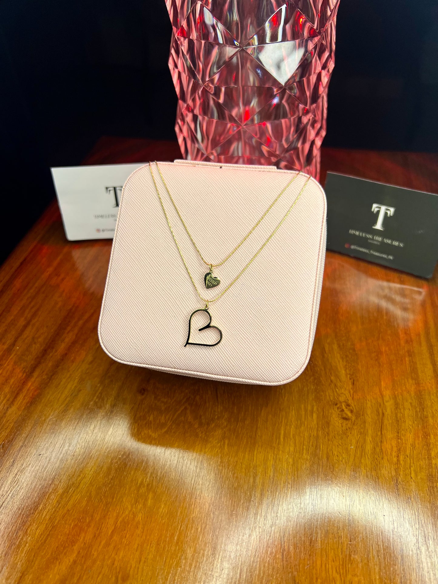Premium Quality Stainless Steel 18k Double Layered Heart Necklace