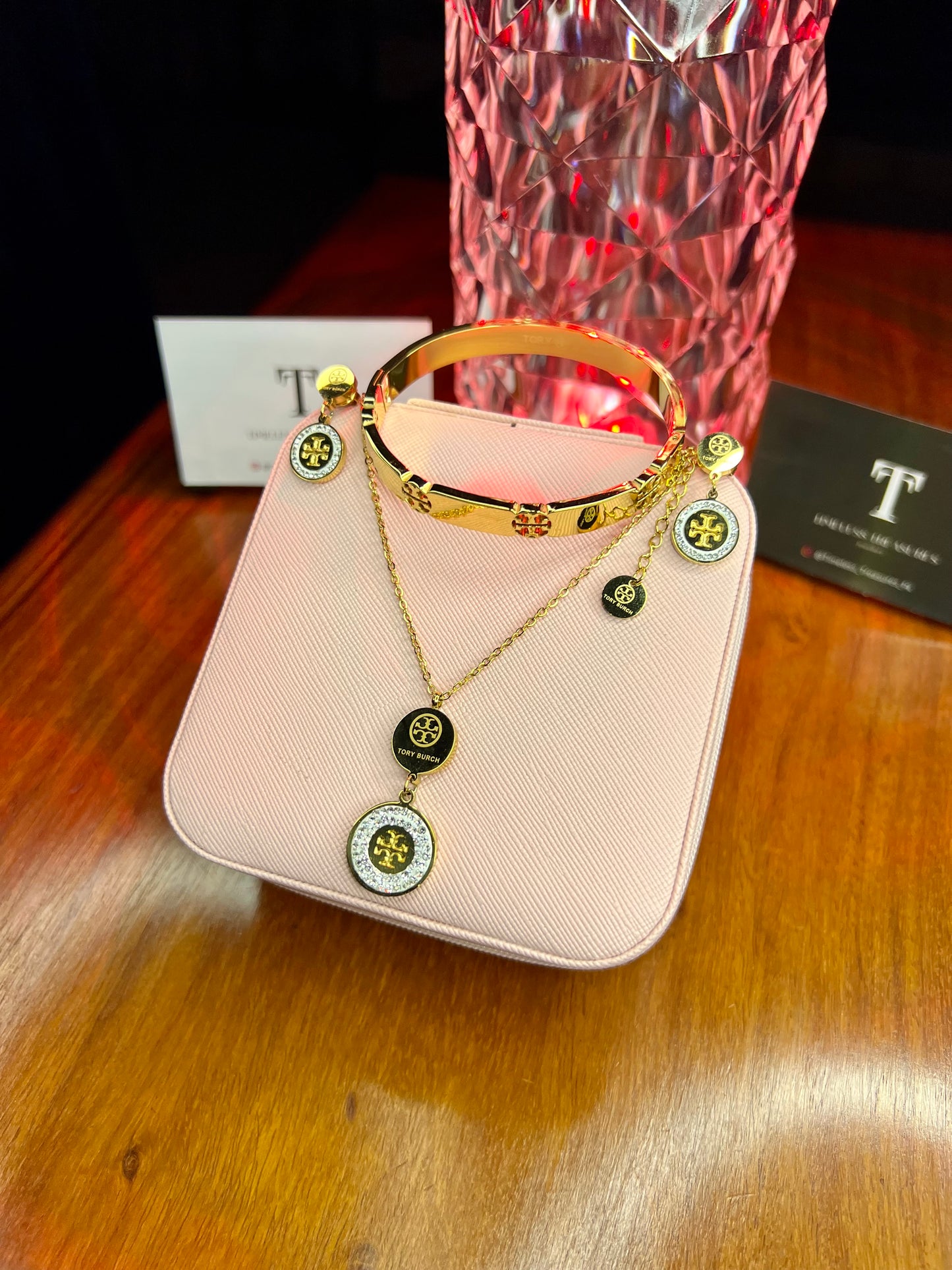 Premium Quality Stainless Steel 18k Tory Diamantés 3pc Set