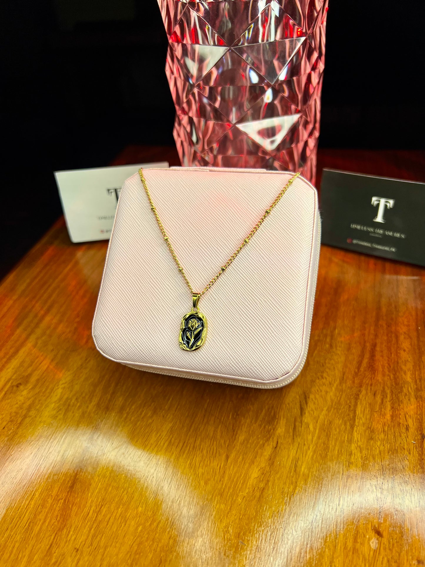 Premium Quality Stainless Steel 18k Golden Rose Necklace