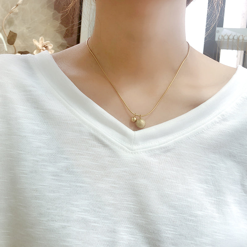 Premium Quality Stainless Steel 18k Shimmered Ball Gold Necklace
