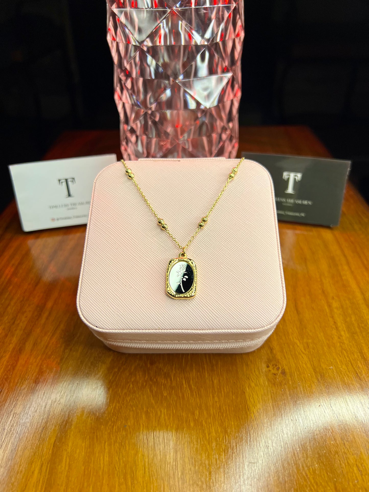 Premium Quality Stainless Steel 18k Mirror Gold Rose Necklace