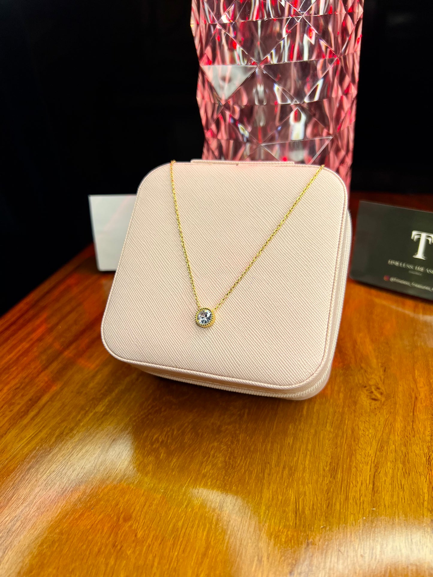 Premium Quality Stainless Steel 18k White Stone Necklace