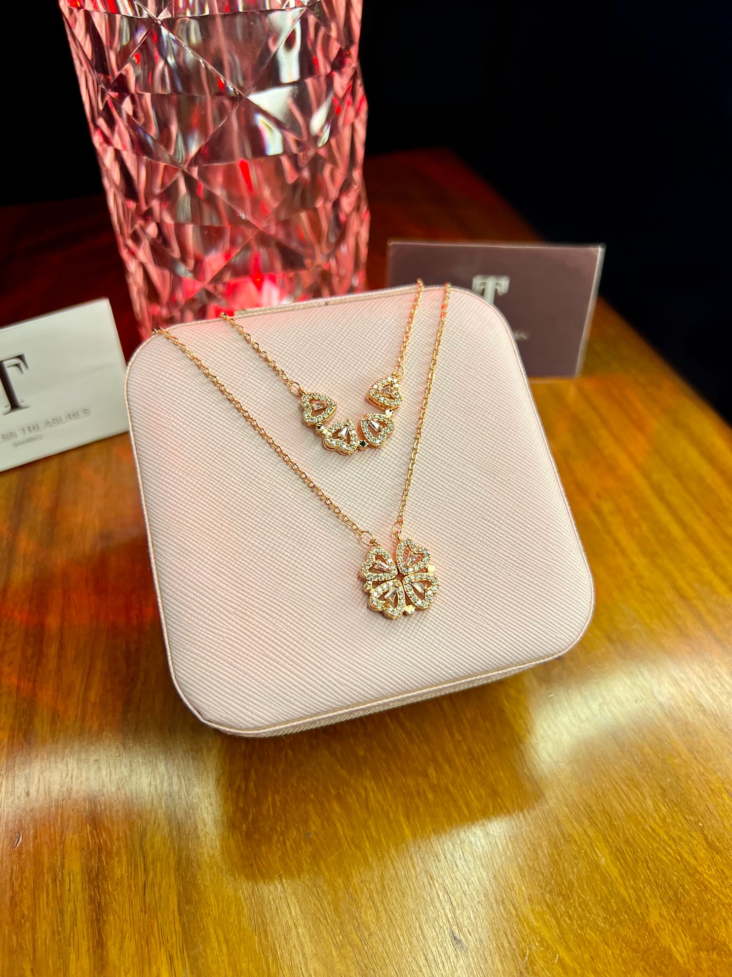 Premium Quality Stainless Steel 18k Magnetic Flower Two Way Necklace