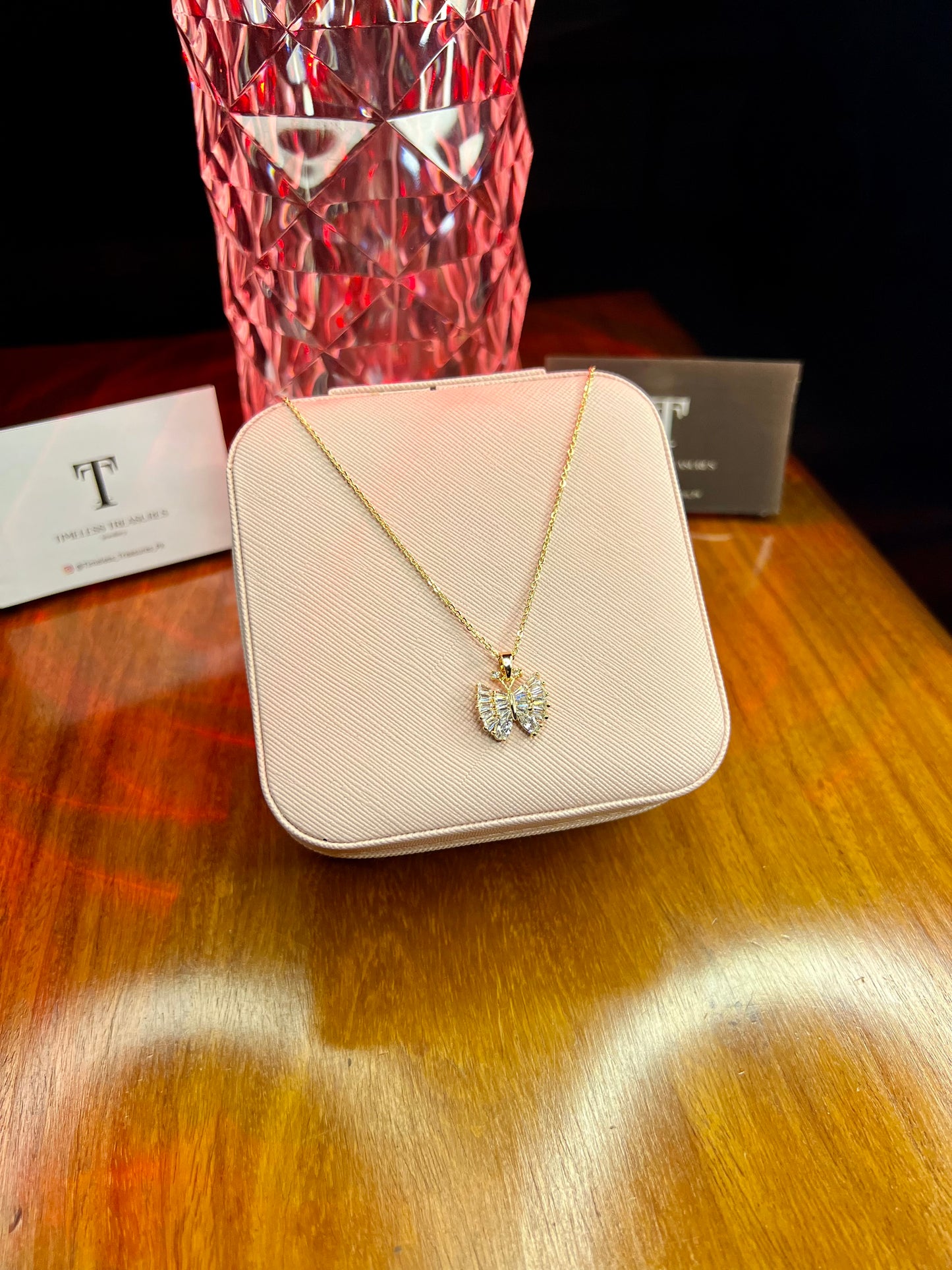 Premium Quality Stainless Steel 18k Butterfly Stone Necklace