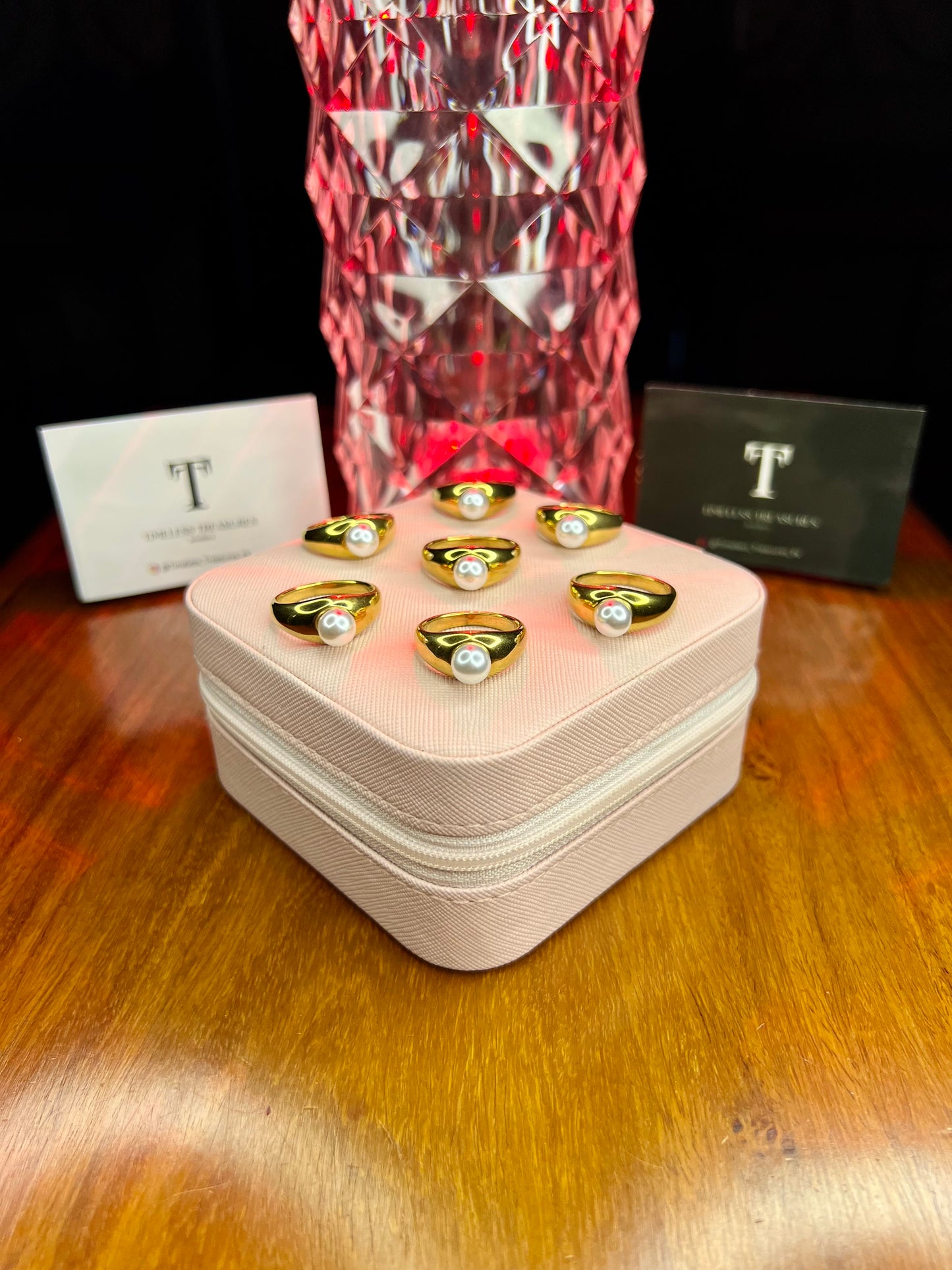 Premium Quality Stainless Steel 18k Pearl Gold Luxury Ring