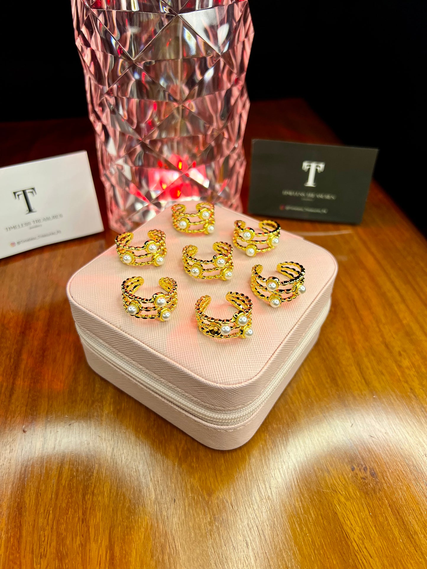 Premium Quality Stainless Steel 18k Pearl Gold Layered Ring