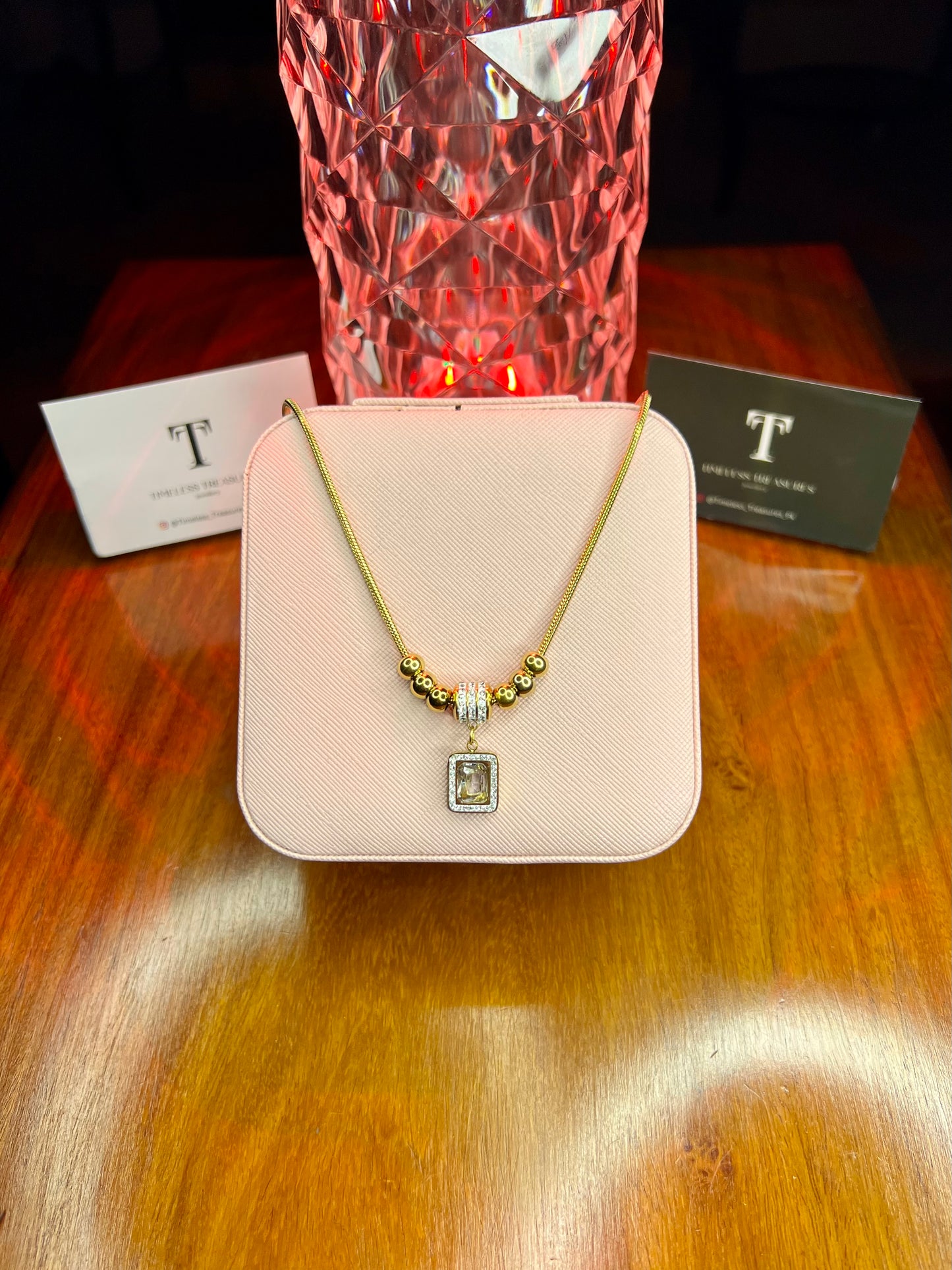 Premium Quality Stainless Steel 18k White Stone Luxury Necklace