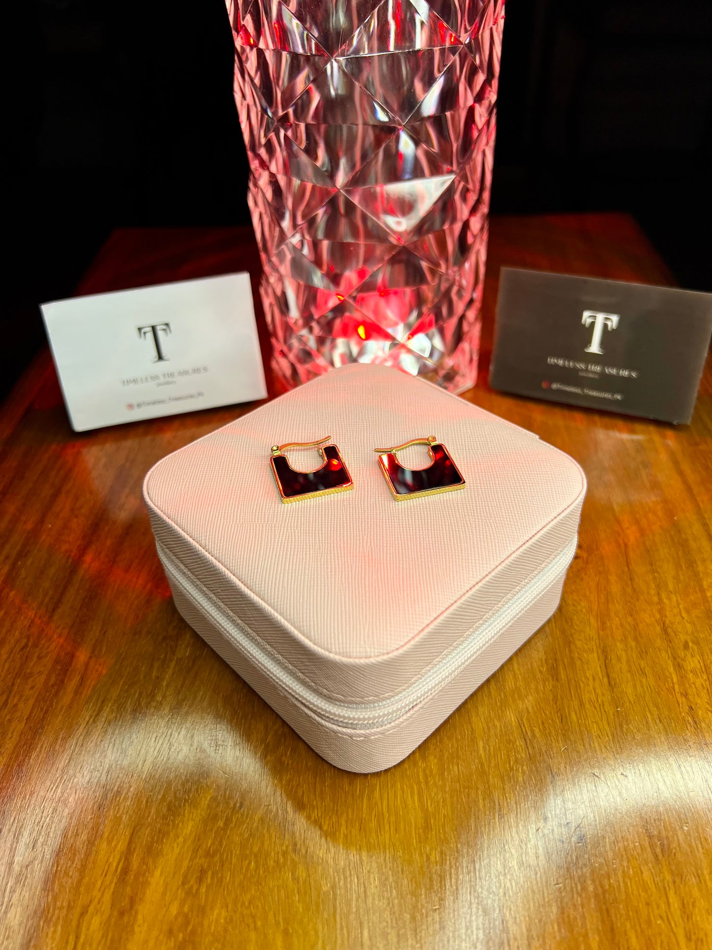 Premium Quality Stainless Steel 18k Black Square Enamel Earrings