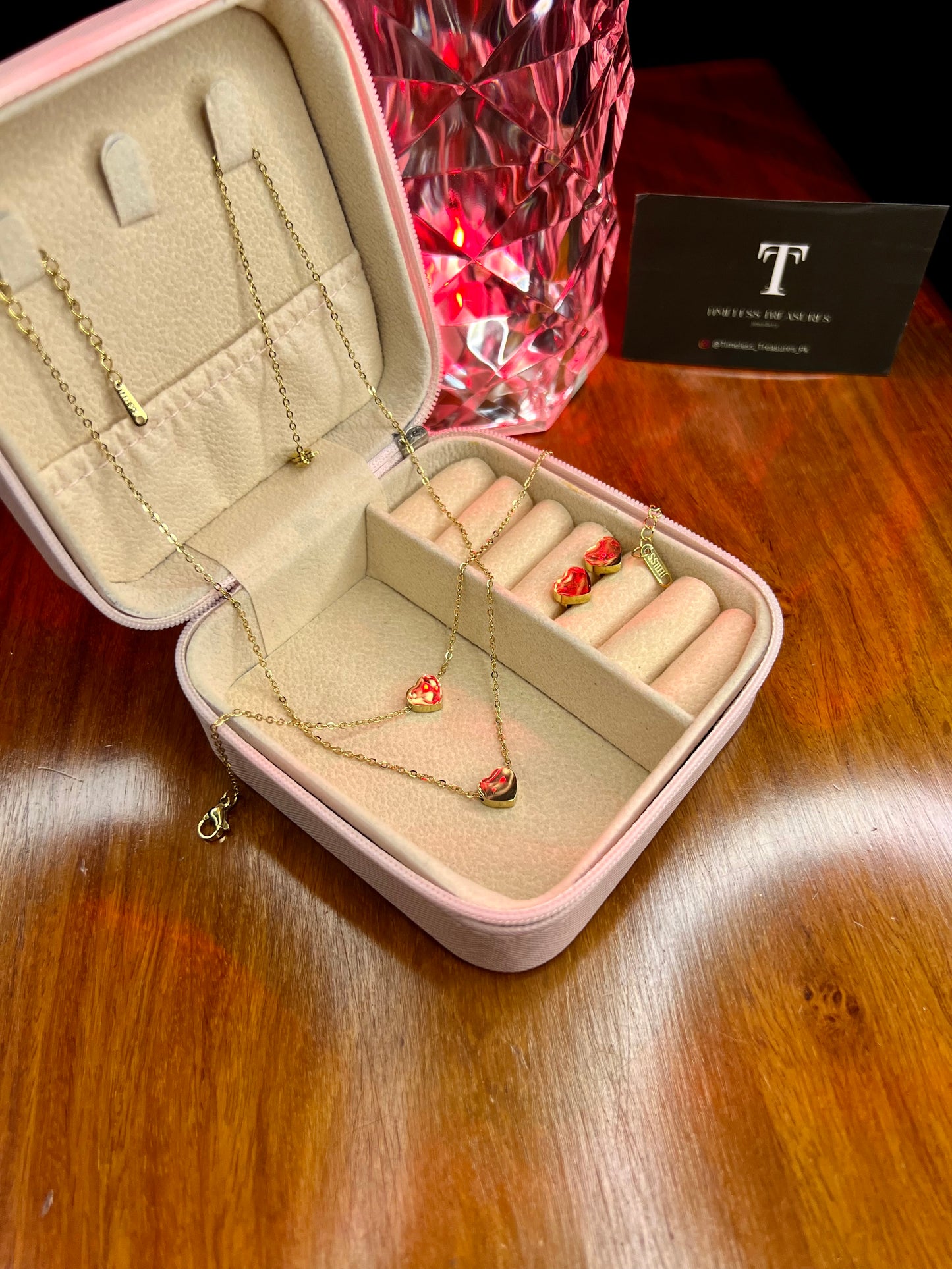 Premium Quality Stainless Steel 18k Plain Heart 3pc Complete Set