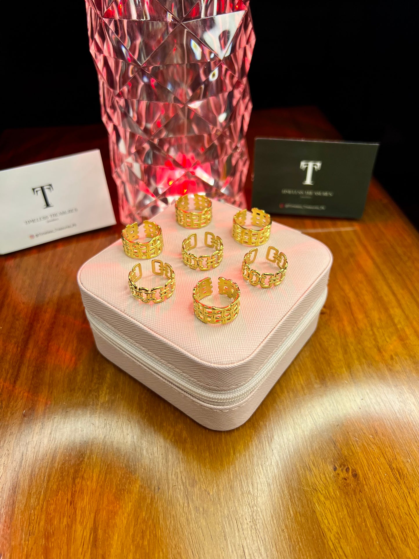 Premium Quality Stainless Steel 18k Link Square Ring