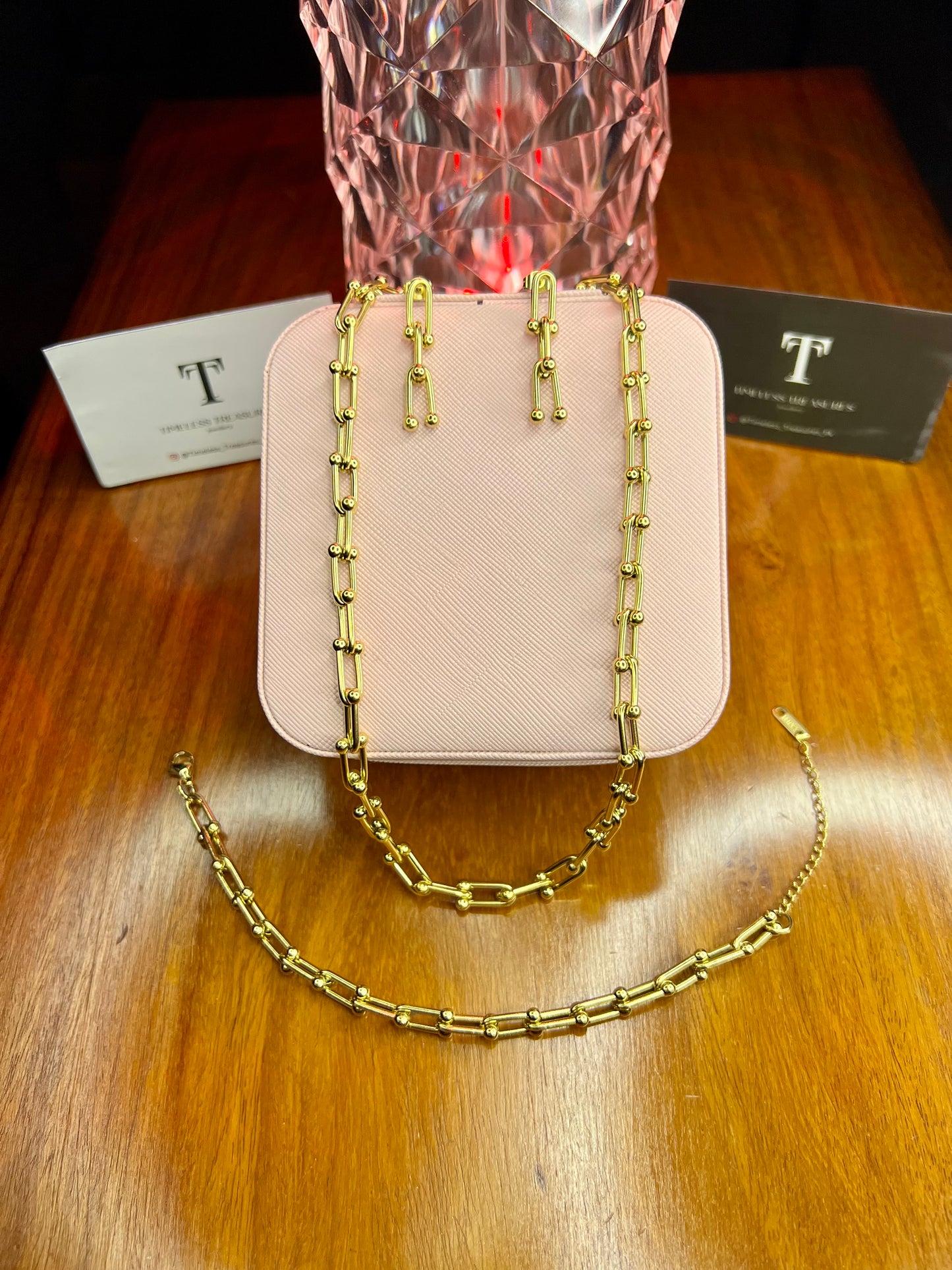 Premium Quality Stainless Steel 18k Chain Link 3pc Set